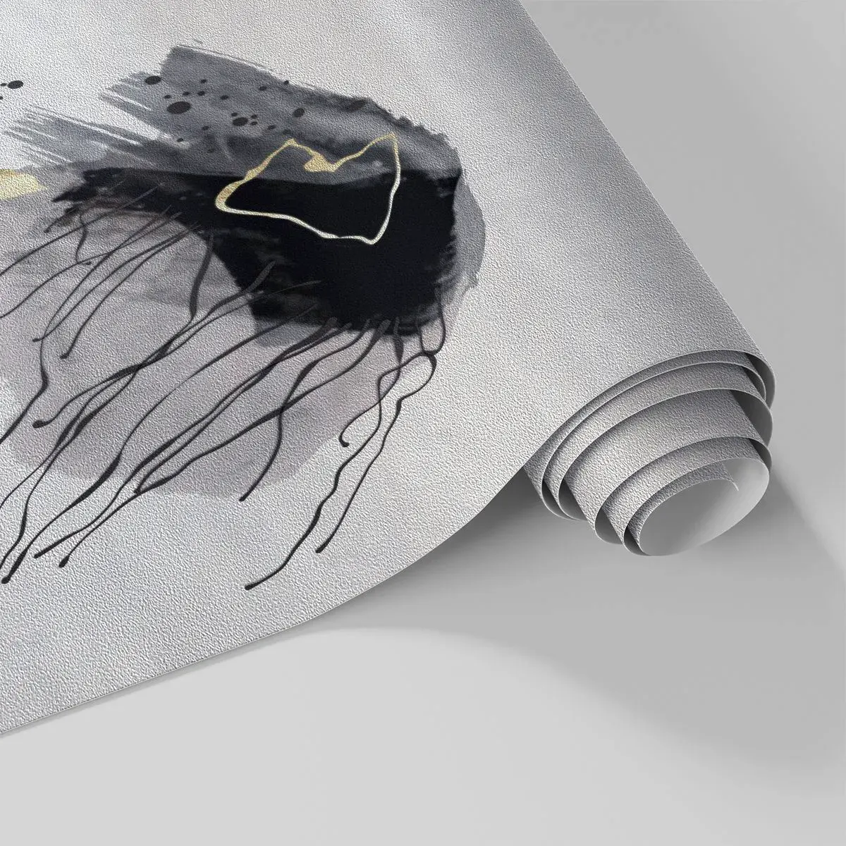 Photo Wallpaper Premium Sand - In Black and Gold - Abstraction, Piece, Graphics - 100x70 cm