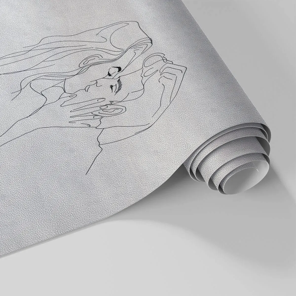 Photo Wallpaper Premium Sand - With the Same Line - Graphics, Couple in love, Kiss - 100x70 cm