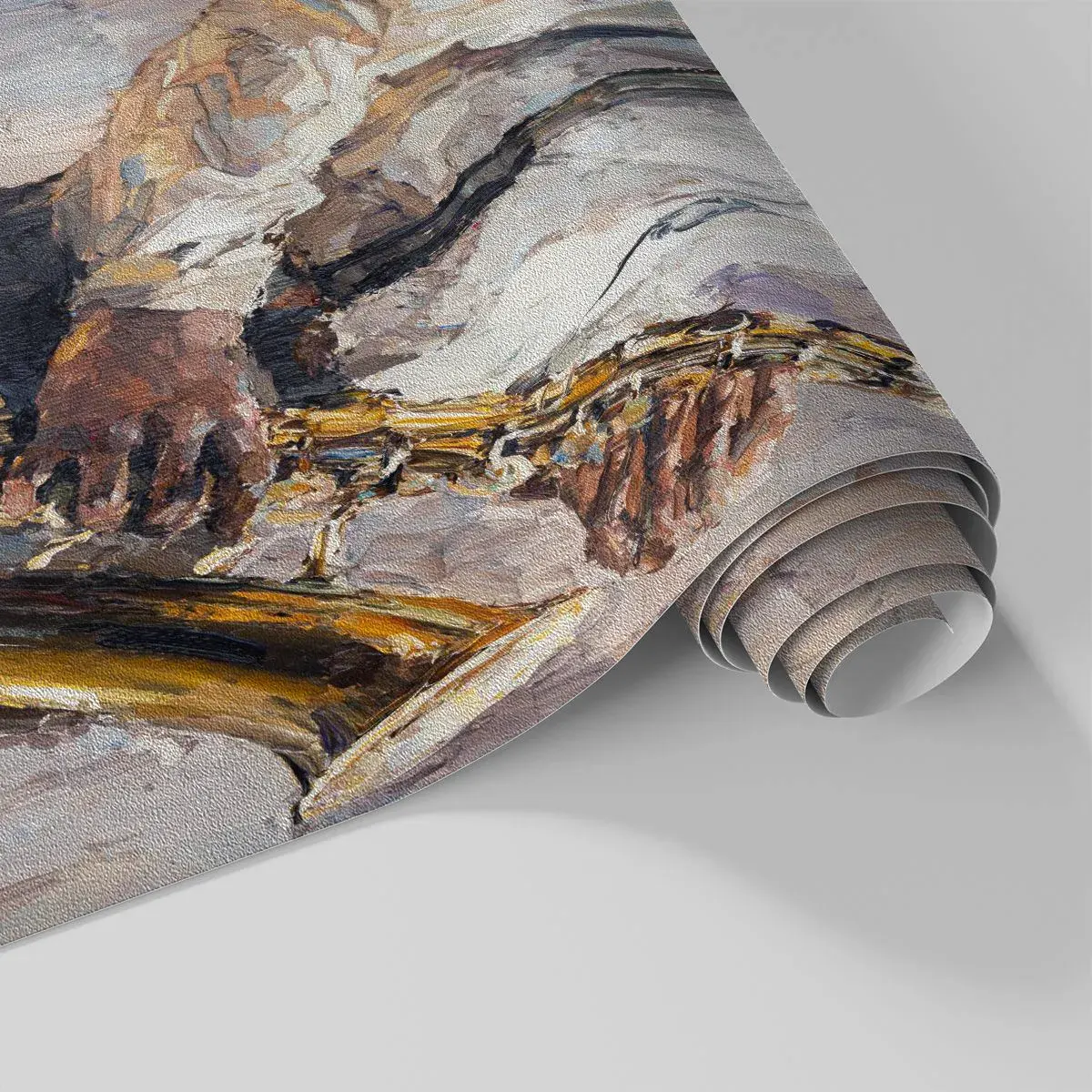 Papier Peint Photo Premium Sand - Un musicien jouant du saxophone dans un style impressionniste - 100x70cm - C'est l'heure du solo - Décoration murale moderne pour le salon et la chambre ARTTOR