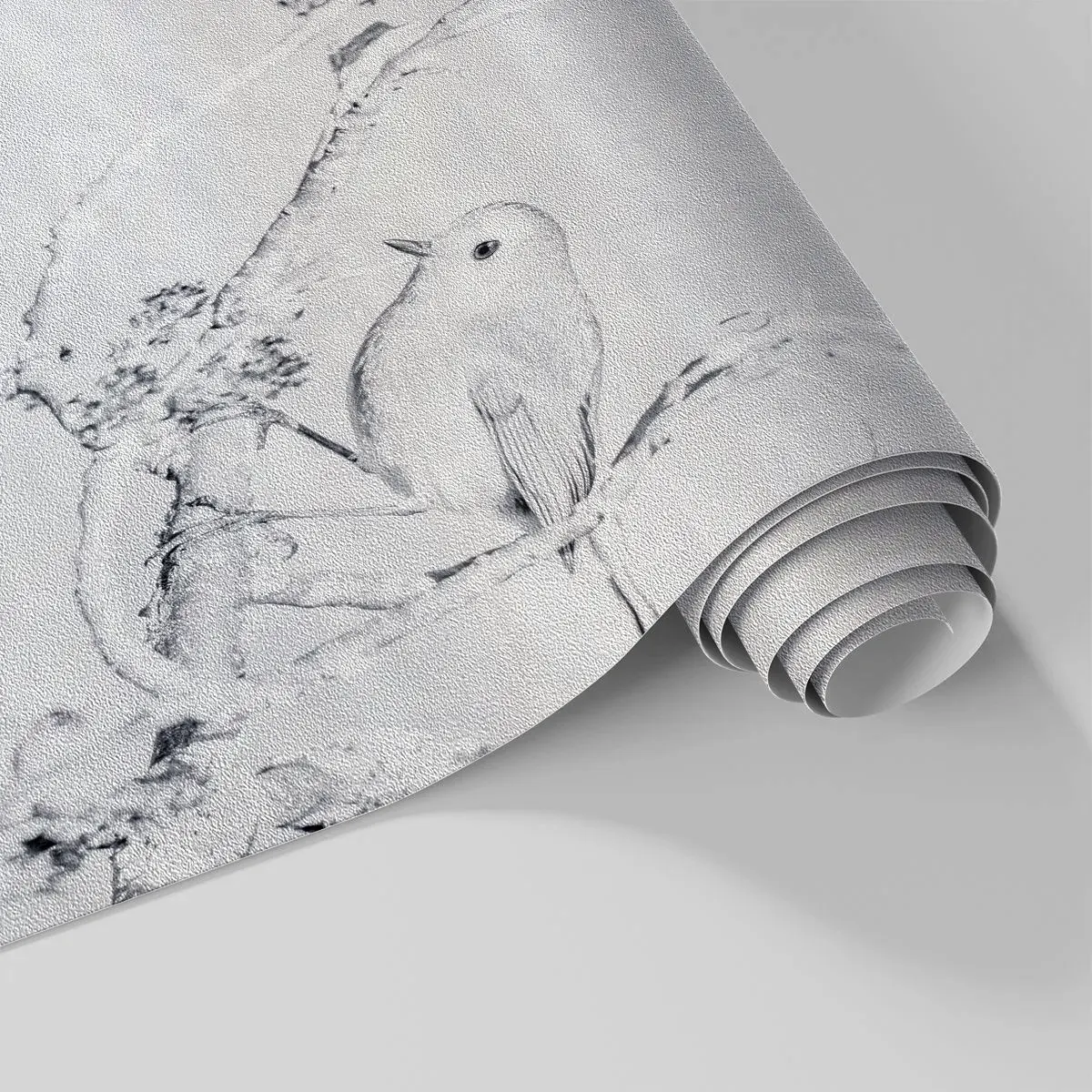 Photo Wallpaper Premium Sand - Winter Morning - Bright, Bird, Nature - 100x70 cm