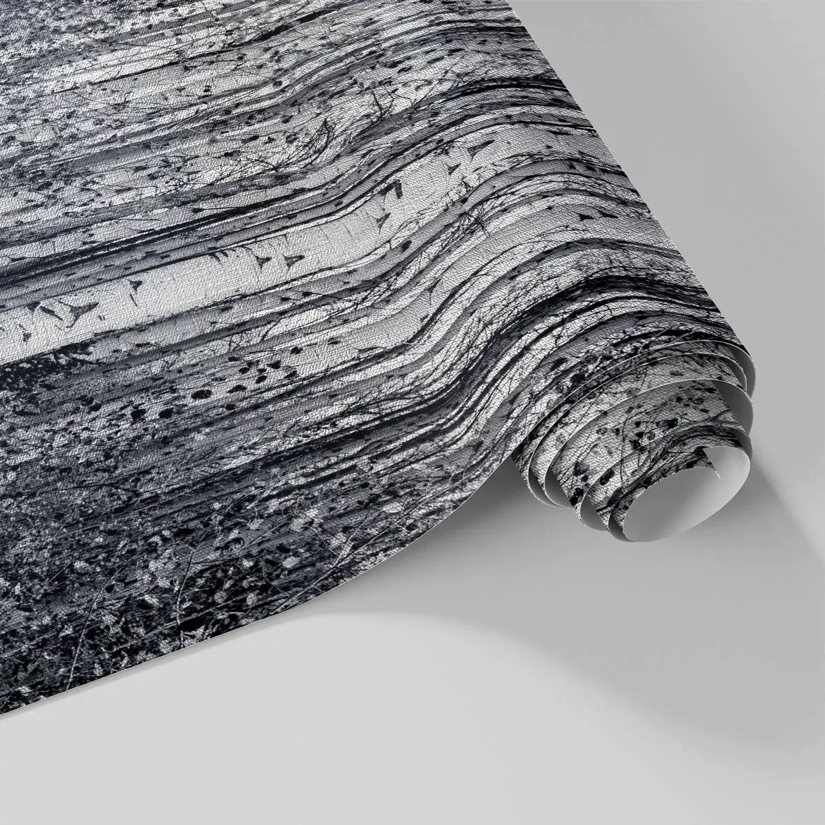 Fototapete Premium Canvas - Schwarz-weiße Birken im Wald - 100x70cm - Birkenkolonnade - Moderne Wanddekoration für Wohnzimmer und Schlafzimmer ARTTOR