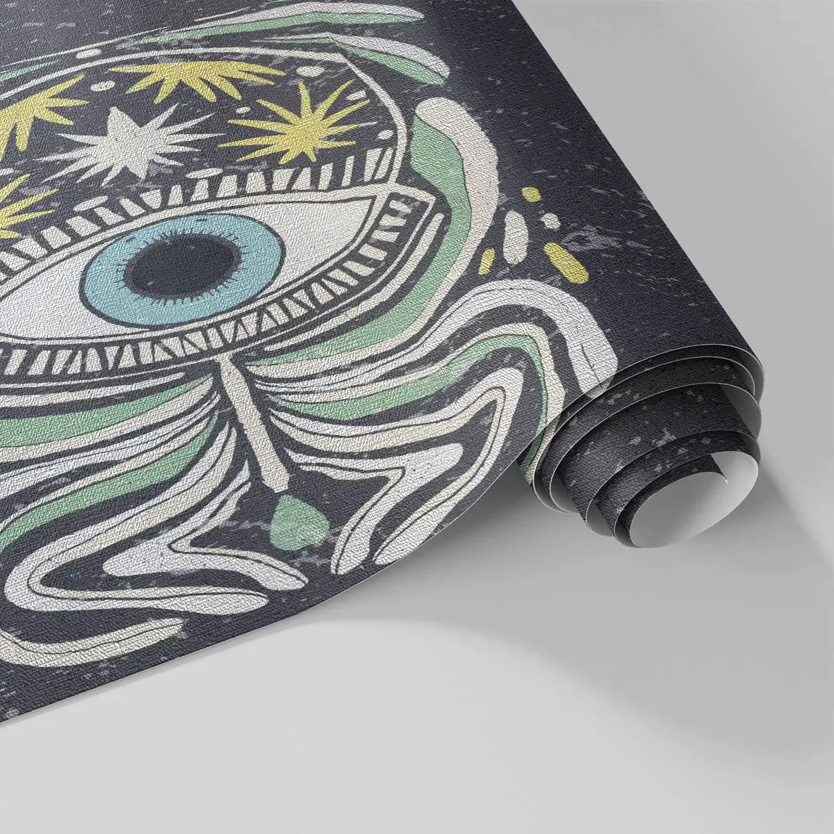 Fototapeta Premium Canvas - Symboliczne oko w otoczeniu abstrakcyjnych wzorów - 100x70cm - Plemienne rytuały - Nowoczesna dekoracja ścienna do salonu i sypialni ARTTOR