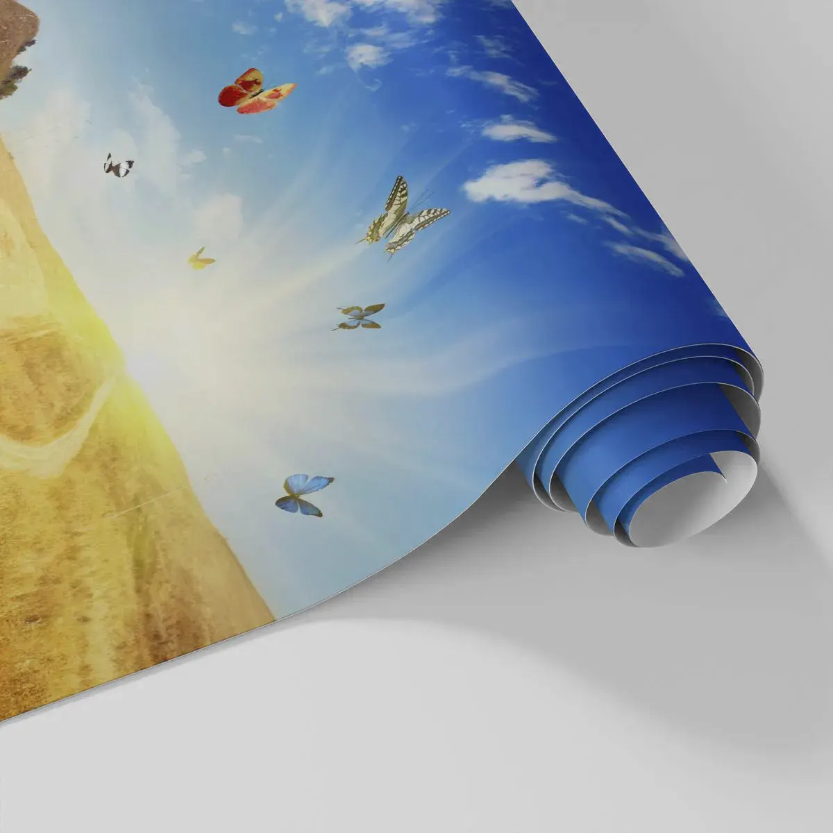 Papel de parede personalizado Adesivo Deluxe Sticker - E como não amar o verão? - Paisagem, Borboletas, Natureza