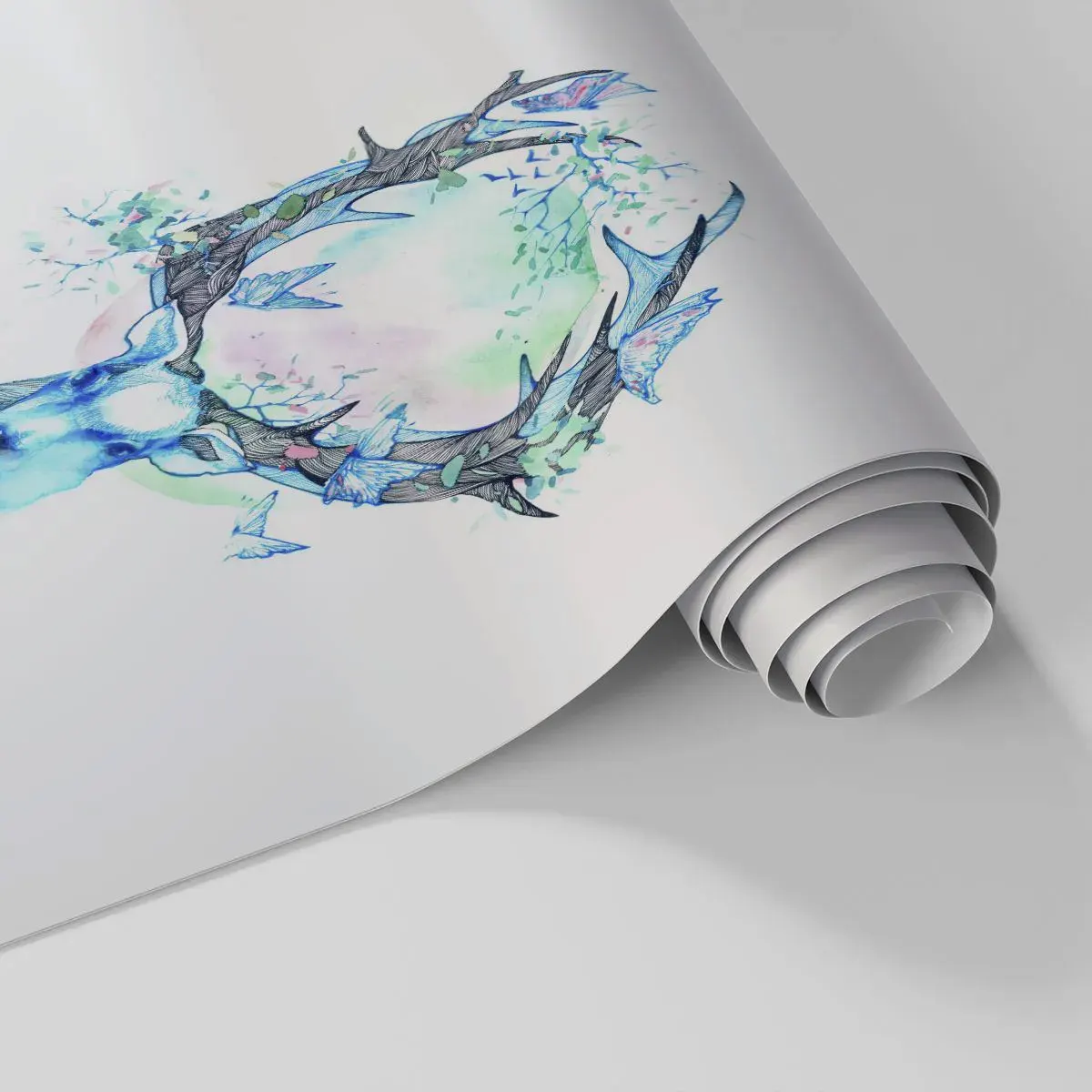 Fototapet på mål Selvklæbende Deluxe Sticker - Naturens styrke og følsomhed - Abstraktion, Hjort, Natur