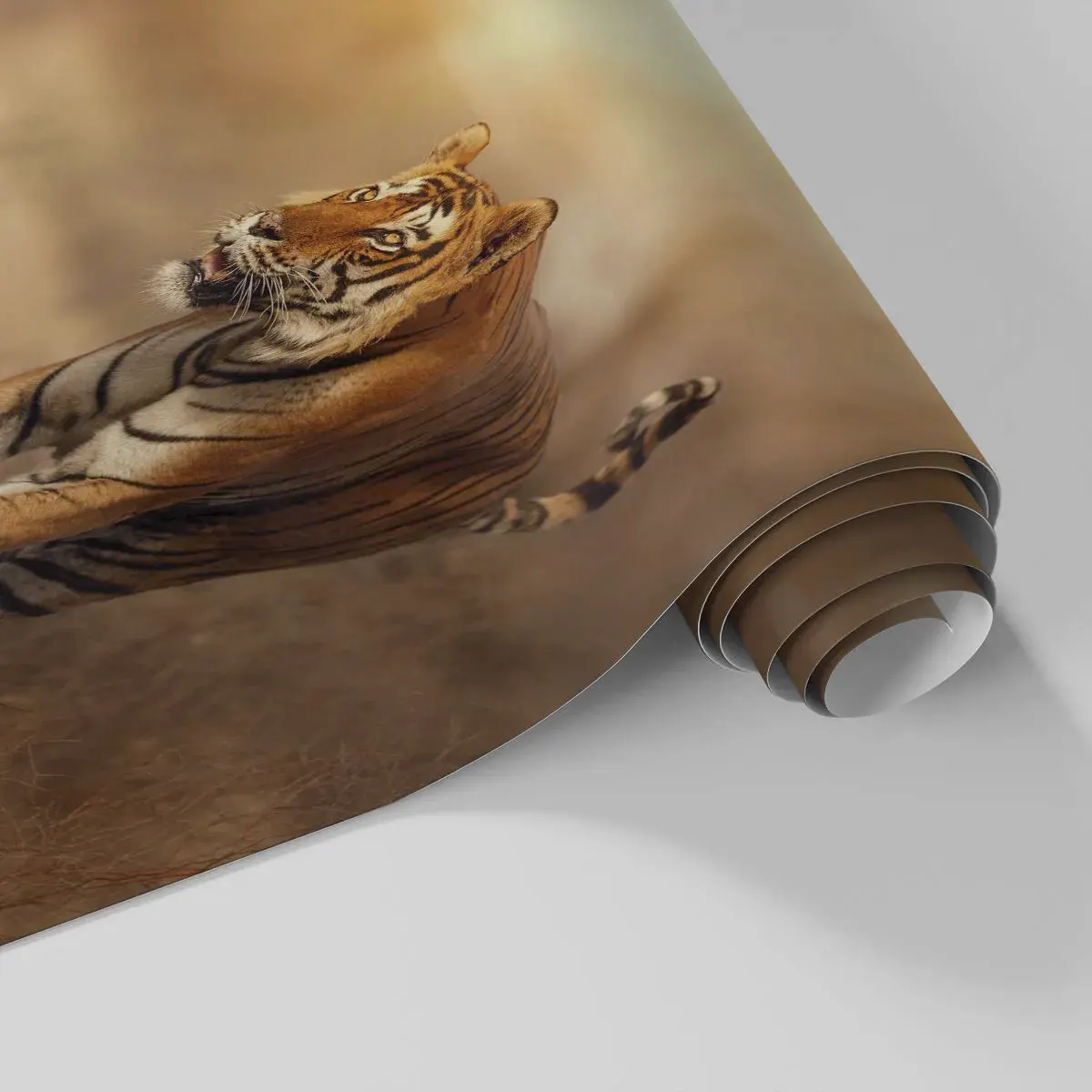 Fototapeta Samoprzylepna Deluxe Sticker - Przed atakiem - Zwierzęta, Tygrys, Afryka - 100x70 cm