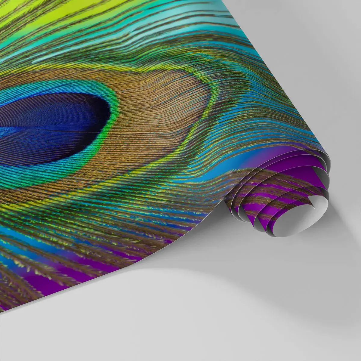 Self-Adhesive Photo Wallpaper Deluxe Sticker - Eye to Eye - Abstraction, Peacock Feather, Piece - 100x70 cm