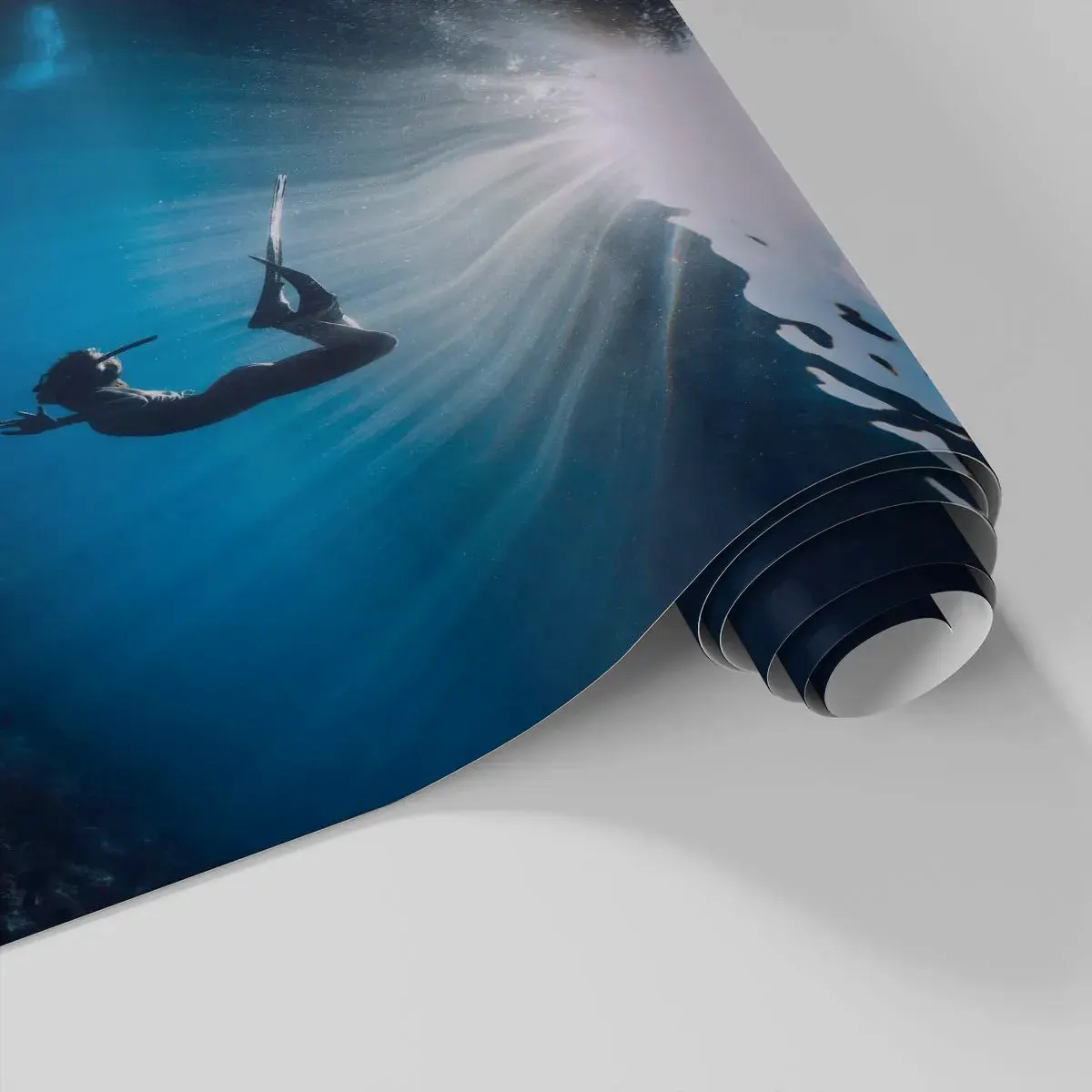 Tapet Autoadeziv Deluxe Sticker - Dans subacvatic - Peștera subacvatică, Raze de soare, Scufundări - 100x70 cm