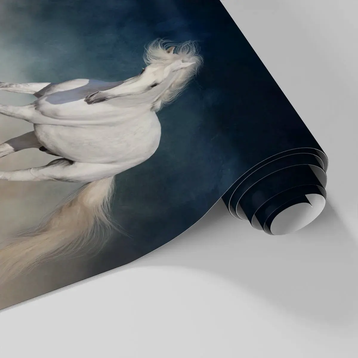 Zelfklevend Fotobehang Deluxe Sticker - Vrijheid in zijn pure staat - Paard, Dier, Wit - 450x315 cm