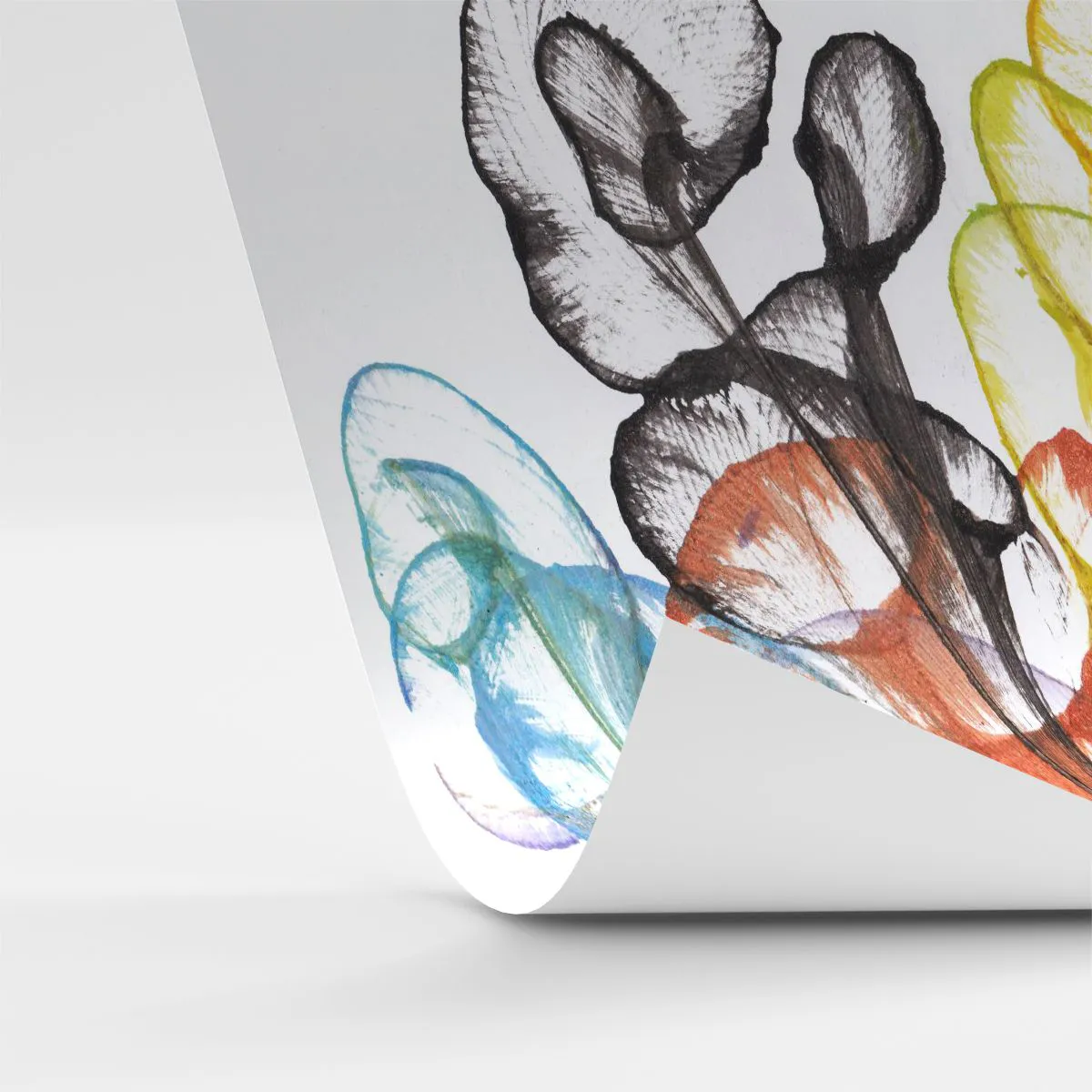 Tapet Standard Eco - Frunze colorate, transparente pe fundal alb - 100x70cm - Flori cu suflete - Decorațiune modernă pentru perete pentru living și dormitor ARTTOR