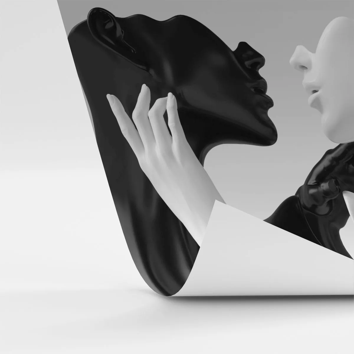 Tapet Standard Eco - Figuri abstracte alb-negru într-o imagine în oglindă - 100x70cm - Atracție - dorință - Decorațiune modernă pentru perete pentru living și dormitor ARTTOR