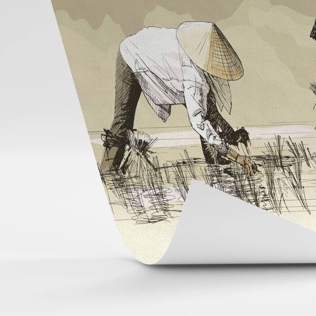 Papel de Parede Premium Sand - Boa colheita  - Ásia, Plantação de Arroz, Arrozal - 100x70 cm