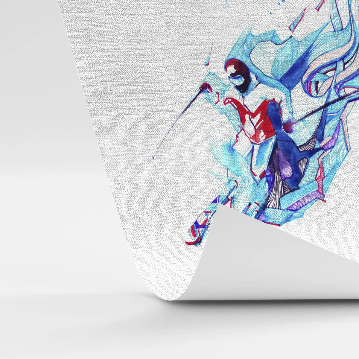 Papier Peint Photo Premium Canvas - Cavalier abstrait aux couleurs dynamiques - 100x70cm - Ruée folle vers la joie - Décoration murale moderne pour le salon et la chambre ARTTOR