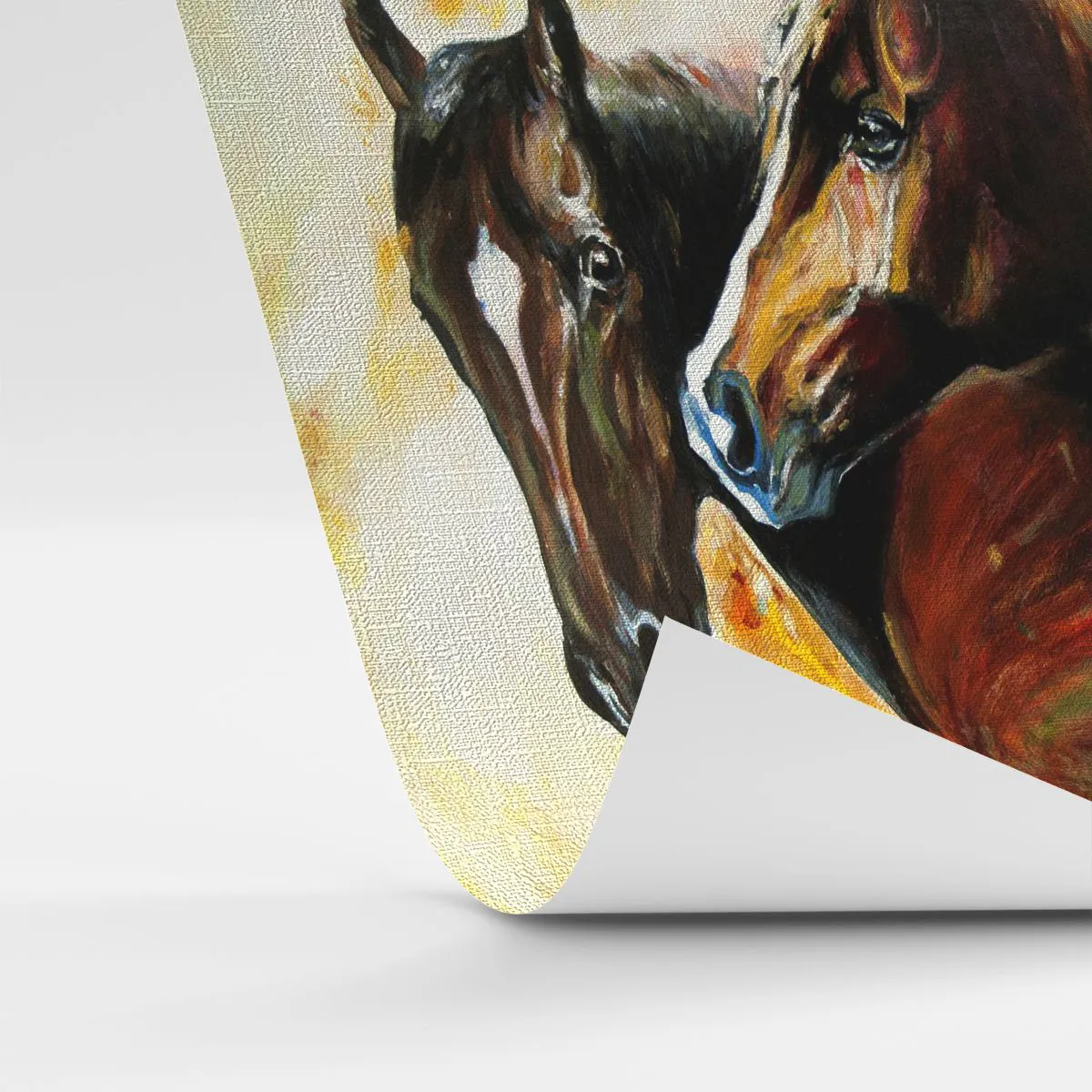 Fotomurali Premium Canvas - Una coppia di cavalli in una composizione pittorica - 100x70cm - Due volte più grazia - Decorazione murale moderna per soggiorno e camera da letto ARTTOR