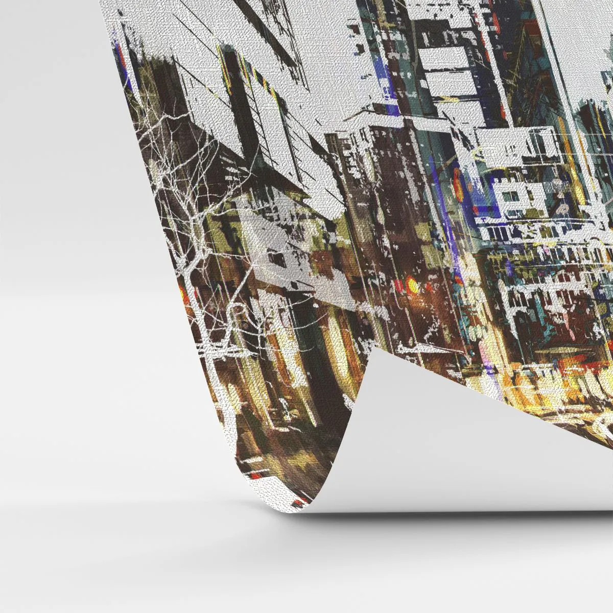 Fotomural Premium Canvas - Un paisaje urbano moderno de estilo artístico. - 100x70cm - Ciudad parpadeante - Decoración de pared moderna para salón y dormitorio ARTTOR