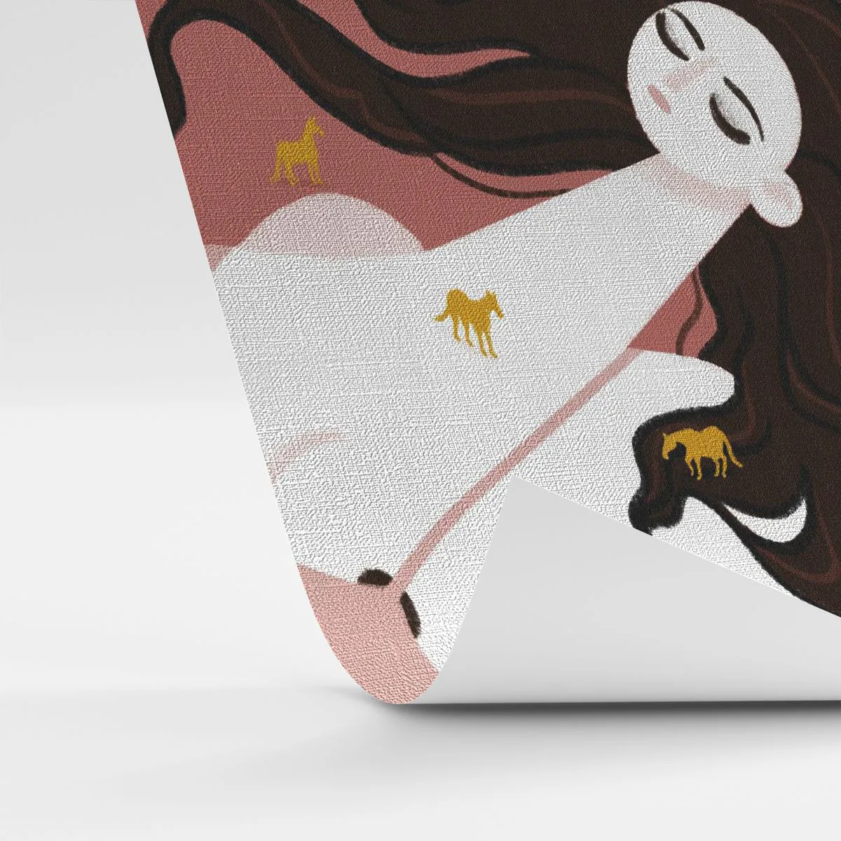 Fototapet Premium Canvas - Dröm om en gyllene häst - Kvinna, Porträtt, Minimalism - 450x315 cm