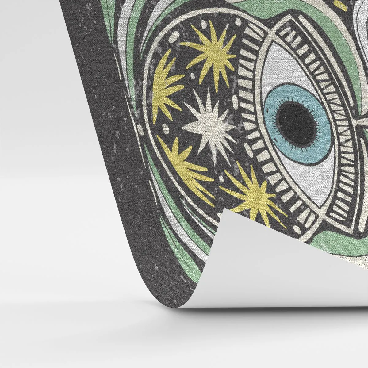 Fototapeta Premium Canvas - Symboliczne oko w otoczeniu abstrakcyjnych wzorów - 100x70cm - Plemienne rytuały - Nowoczesna dekoracja ścienna do salonu i sypialni ARTTOR