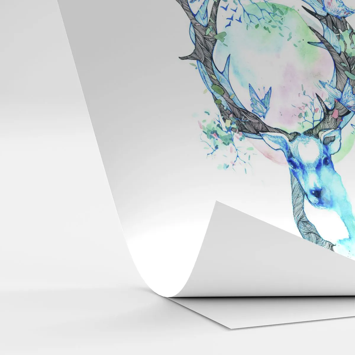 Fototapet på mål Selvklæbende Deluxe Sticker - Naturens styrke og følsomhed - Abstraktion, Hjort, Natur