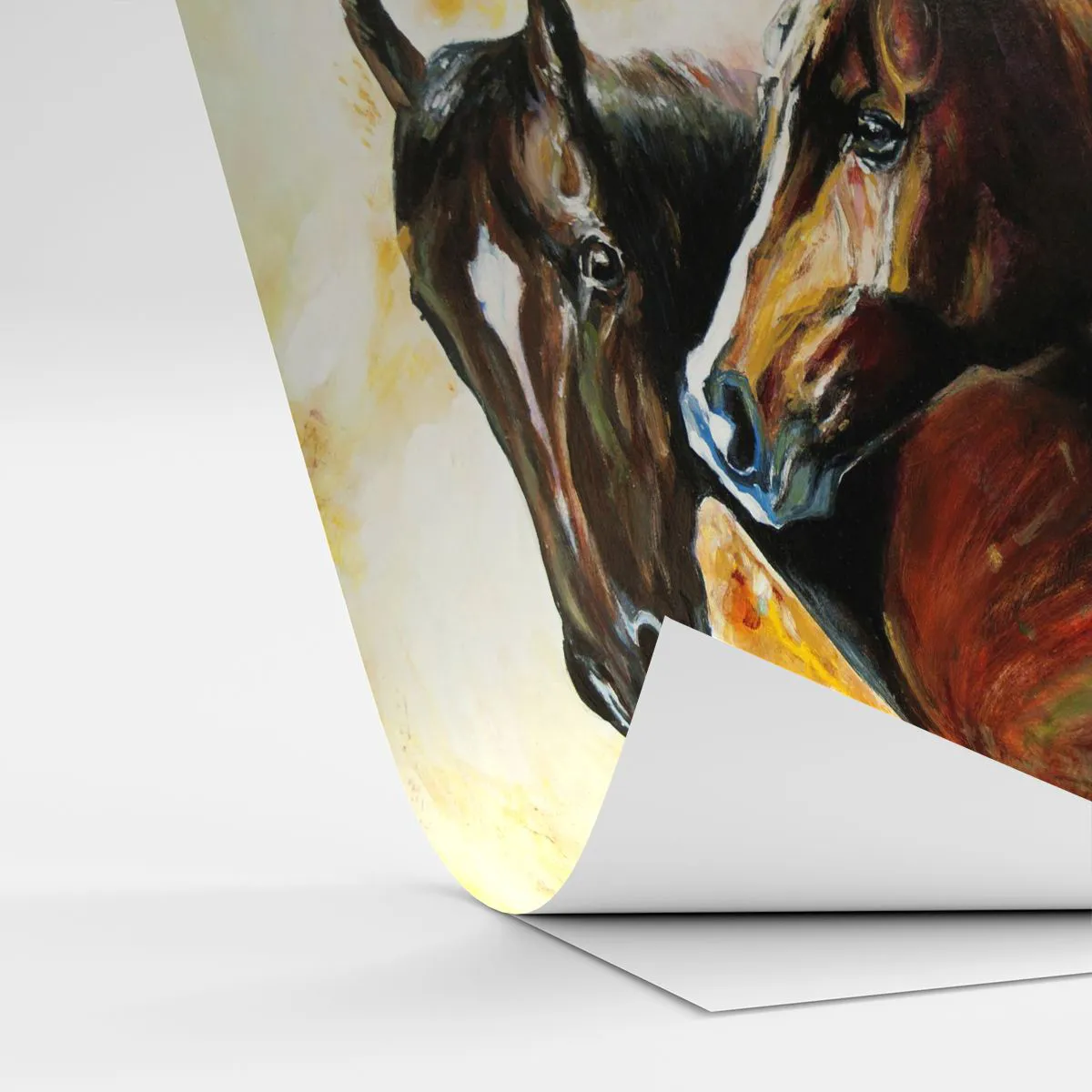 Papier Peint Autocollant Deluxe Sticker - Deux fois plus gracieux - Animaux, Les chevaux, Nature - 100x70 cm