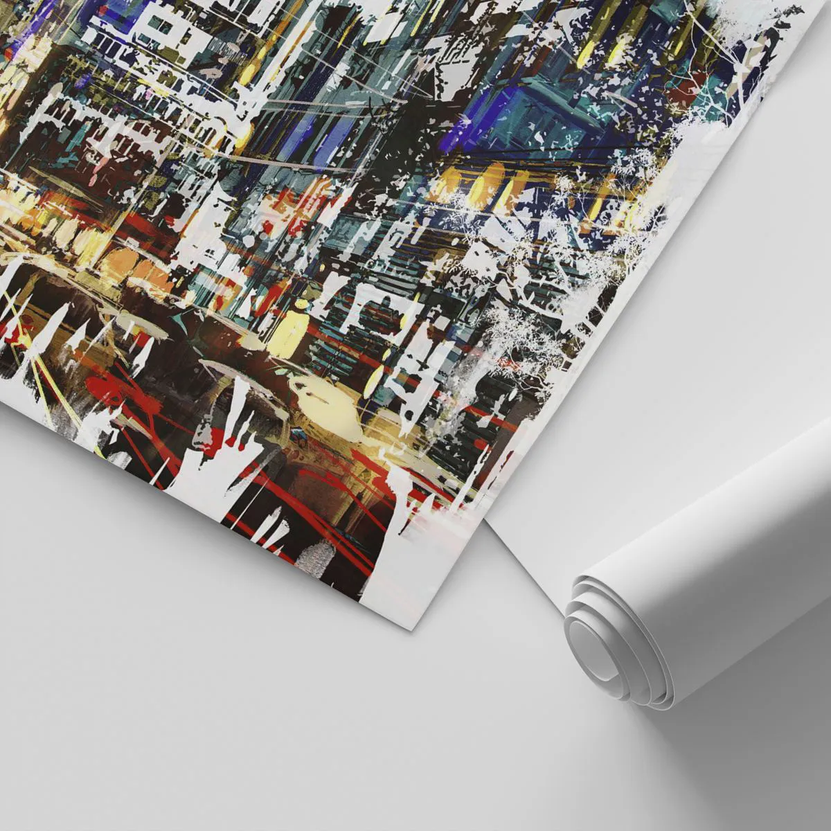 Maßgeschneiderte Fototapete Standard Eco - Eine schillernde Stadt - Stadt, Die Architektur, Grafik