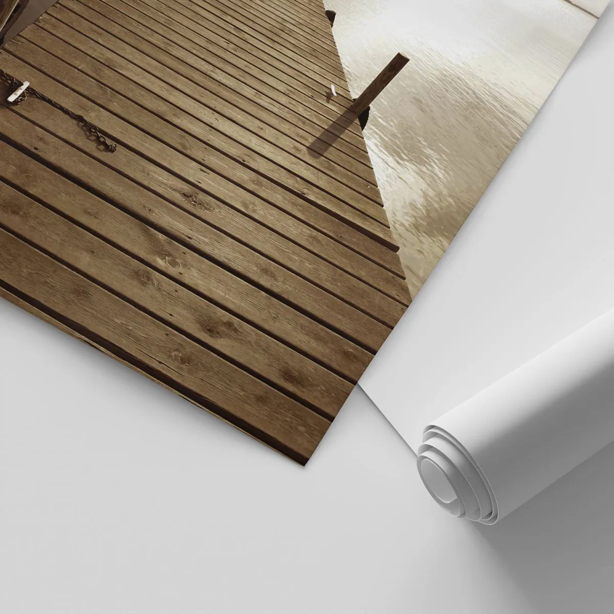 Fototapet Standard Eco - Stora lugnet - Landskap, Sjö, Träbro - 400x280 cm