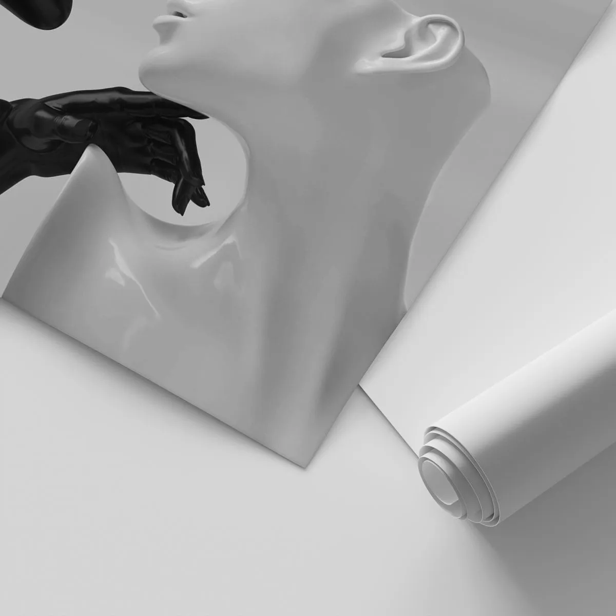 Tapet Standard Eco - Figuri abstracte alb-negru într-o imagine în oglindă - 100x70cm - Atracție - dorință - Decorațiune modernă pentru perete pentru living și dormitor ARTTOR