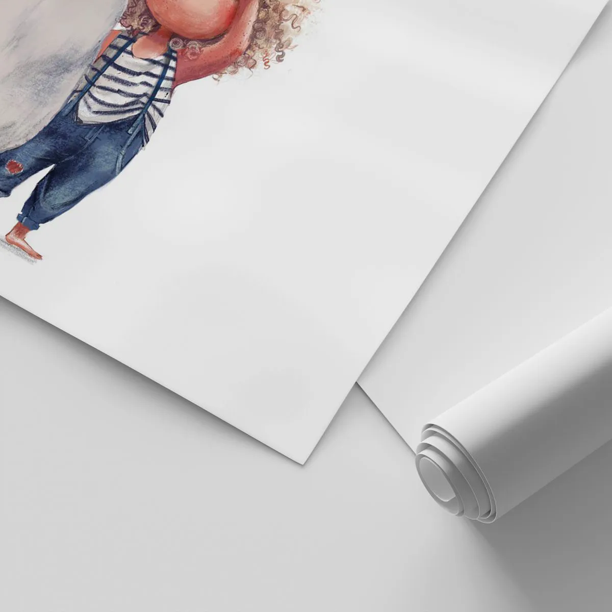 Fotomural Standard Eco - Adorable ilustración de un niño con un telescopio y un pelícano. - 100x70cm - Un plan para un gran viaje - Decoración de pared moderna para salón y dormitorio ARTTOR