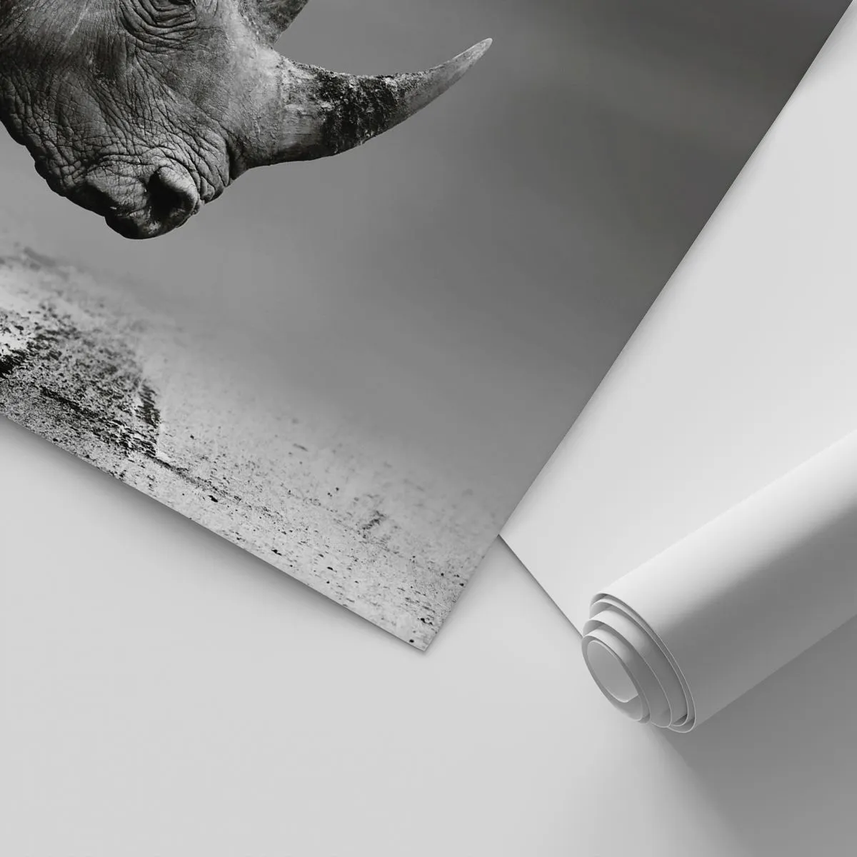 Maßgeschneiderte Fototapete Standard Eco - Unaufhaltsame Stärke - Nashorn, Tiere, Afrika