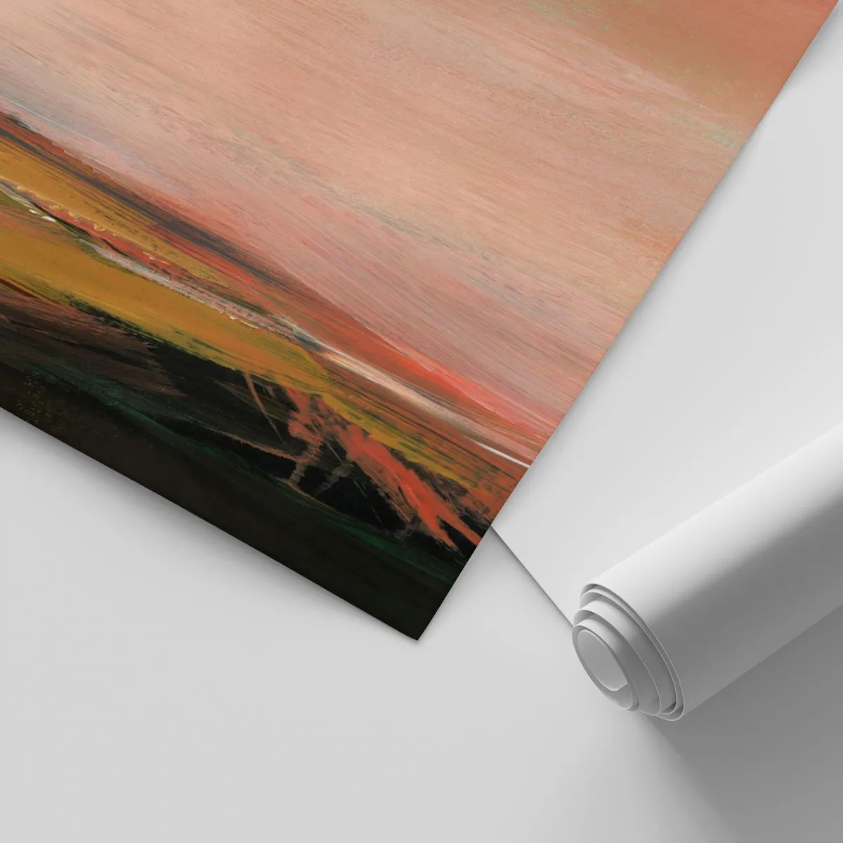 Fototapeta Standard Eco - Malebné panorama polí ve světle zapadajícího slunce - 100x70cm - V růžových tónech - Moderní nástěnná dekorace do obývacího pokoje a ložnice ARTTOR