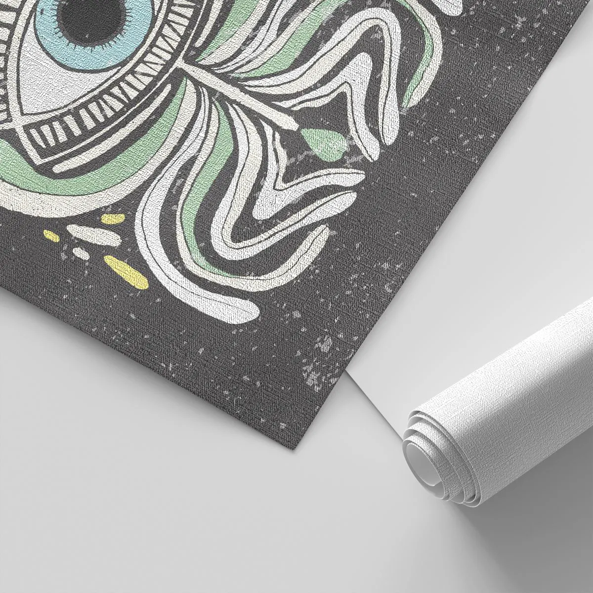 Fototapeta Premium Canvas - Symboliczne oko w otoczeniu abstrakcyjnych wzorów - 100x70cm - Plemienne rytuały - Nowoczesna dekoracja ścienna do salonu i sypialni ARTTOR