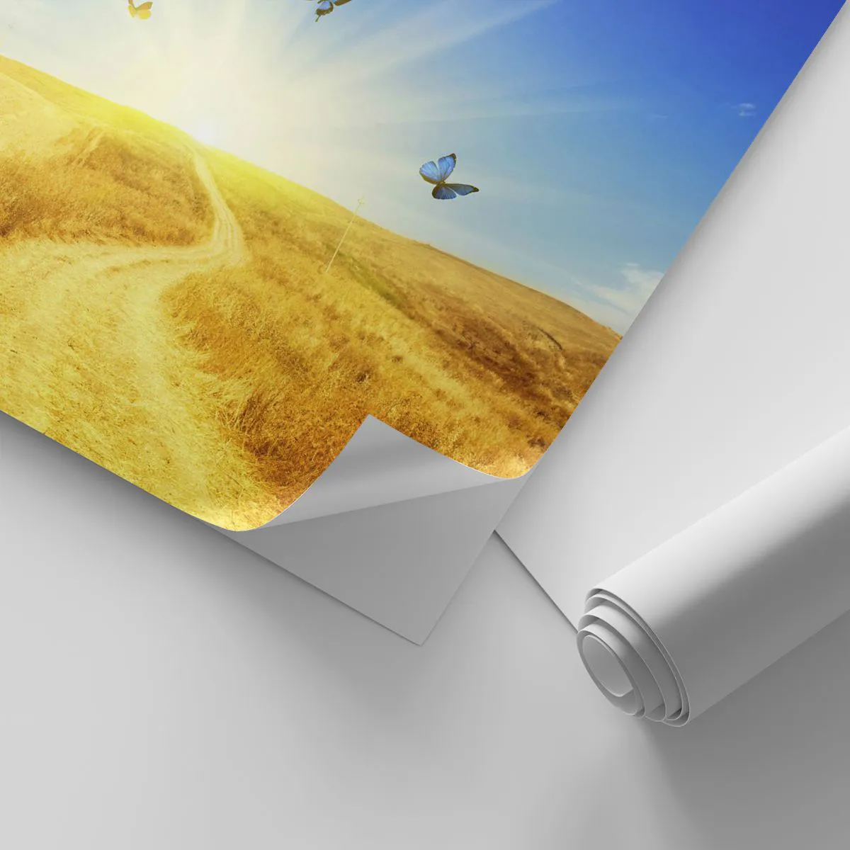 Papel de parede personalizado Adesivo Deluxe Sticker - E como não amar o verão? - Paisagem, Borboletas, Natureza