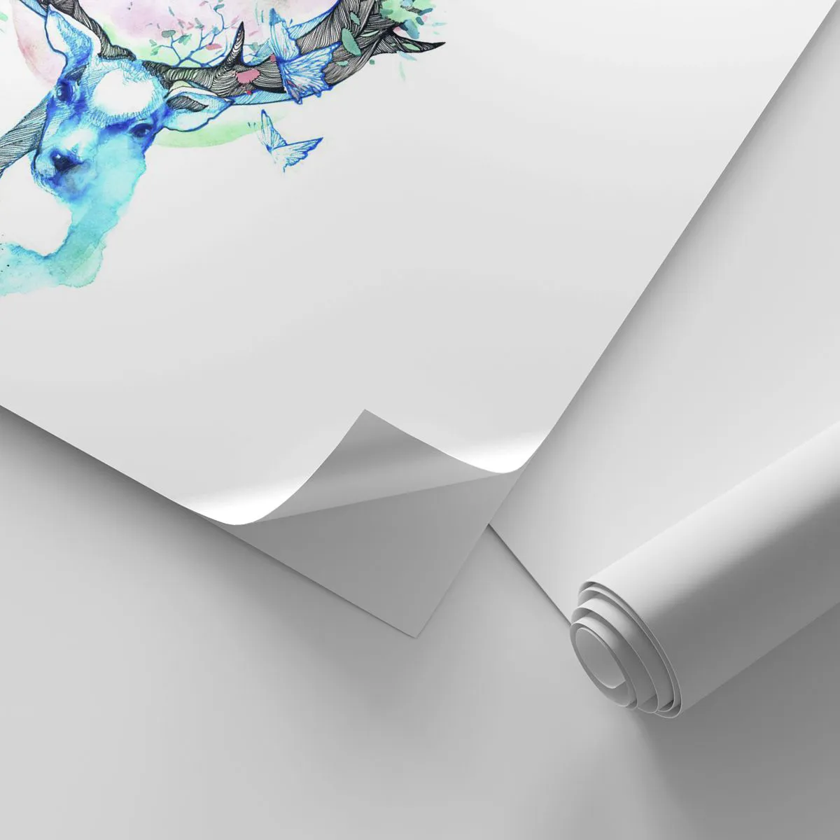 Fototapet på mål Selvklæbende Deluxe Sticker - Naturens styrke og følsomhed - Abstraktion, Hjort, Natur