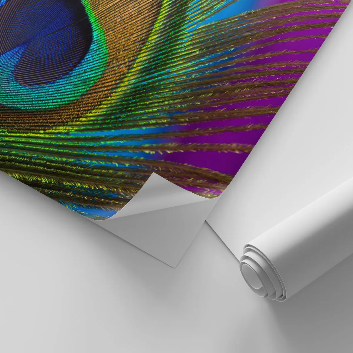Self-Adhesive Photo Wallpaper Deluxe Sticker - Eye to Eye - Abstraction, Peacock Feather, Piece - 100x70 cm