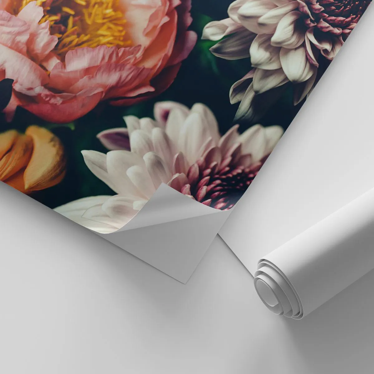 Tapet Autoadeziv Deluxe Sticker - Cu splendoare barocă - Flori, Bujor, Buchet de flori - 300x210 cm