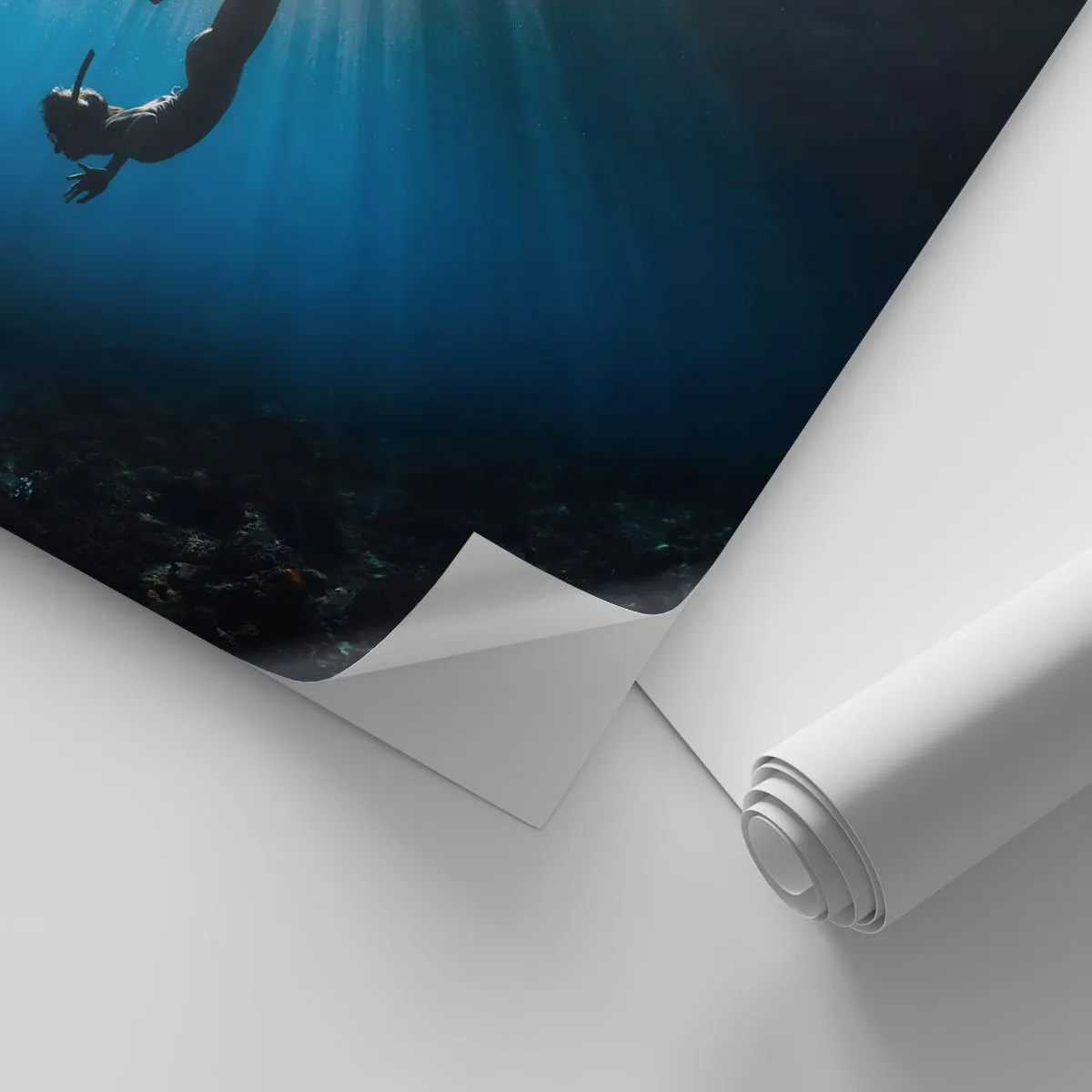 Tapet Autoadeziv Deluxe Sticker - Dans subacvatic - Peștera subacvatică, Raze de soare, Scufundări - 100x70 cm