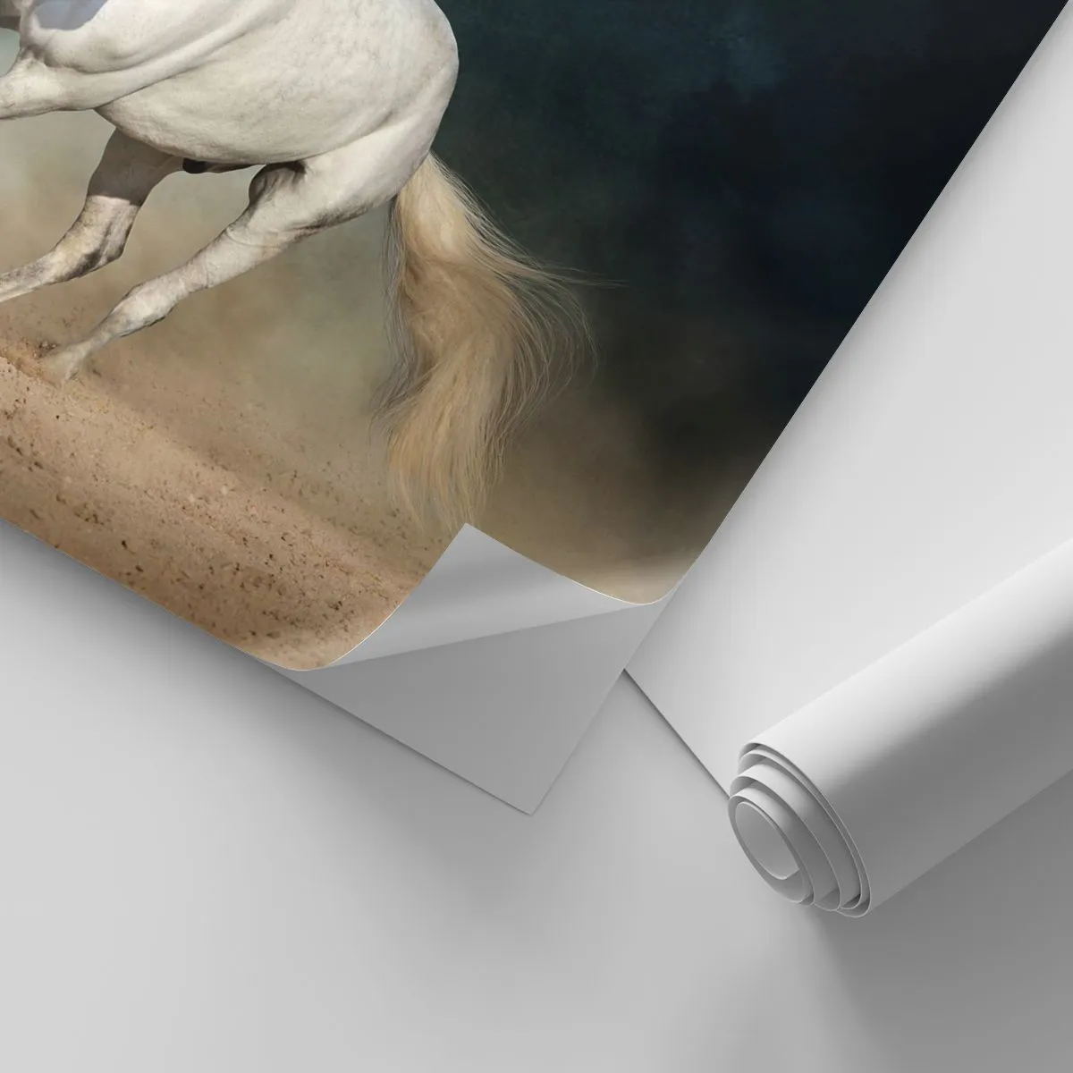 Zelfklevend Fotobehang Deluxe Sticker - Vrijheid in zijn pure staat - Paard, Dier, Wit - 450x315 cm