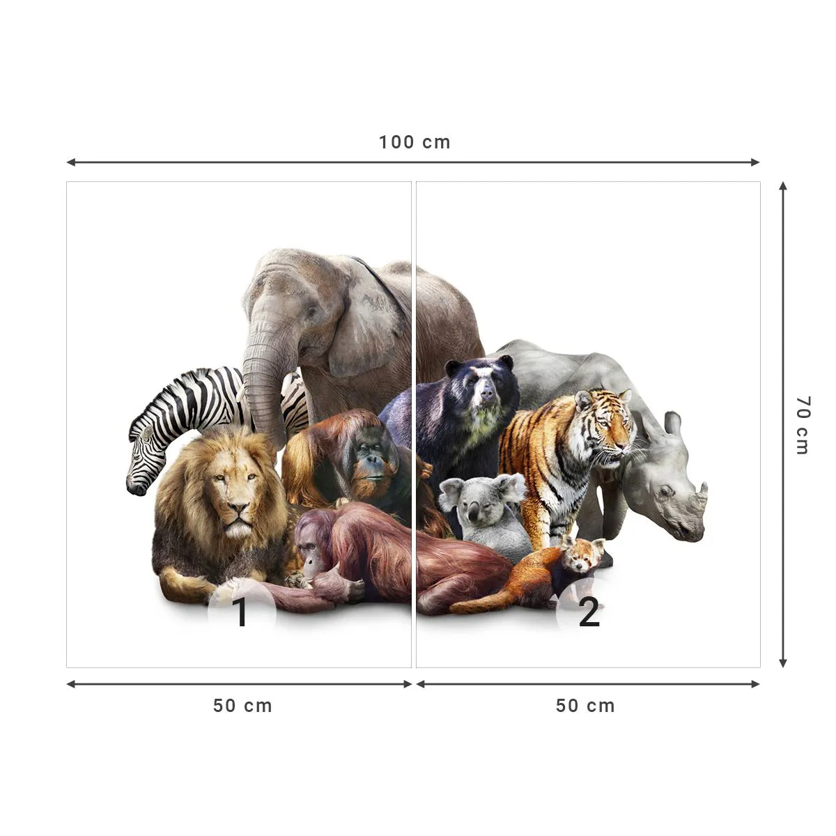 Photo Wallpaper Premium Canvas - African Family Photo - Abstraction, Animals, Africa's Big Five - 100x70 cm