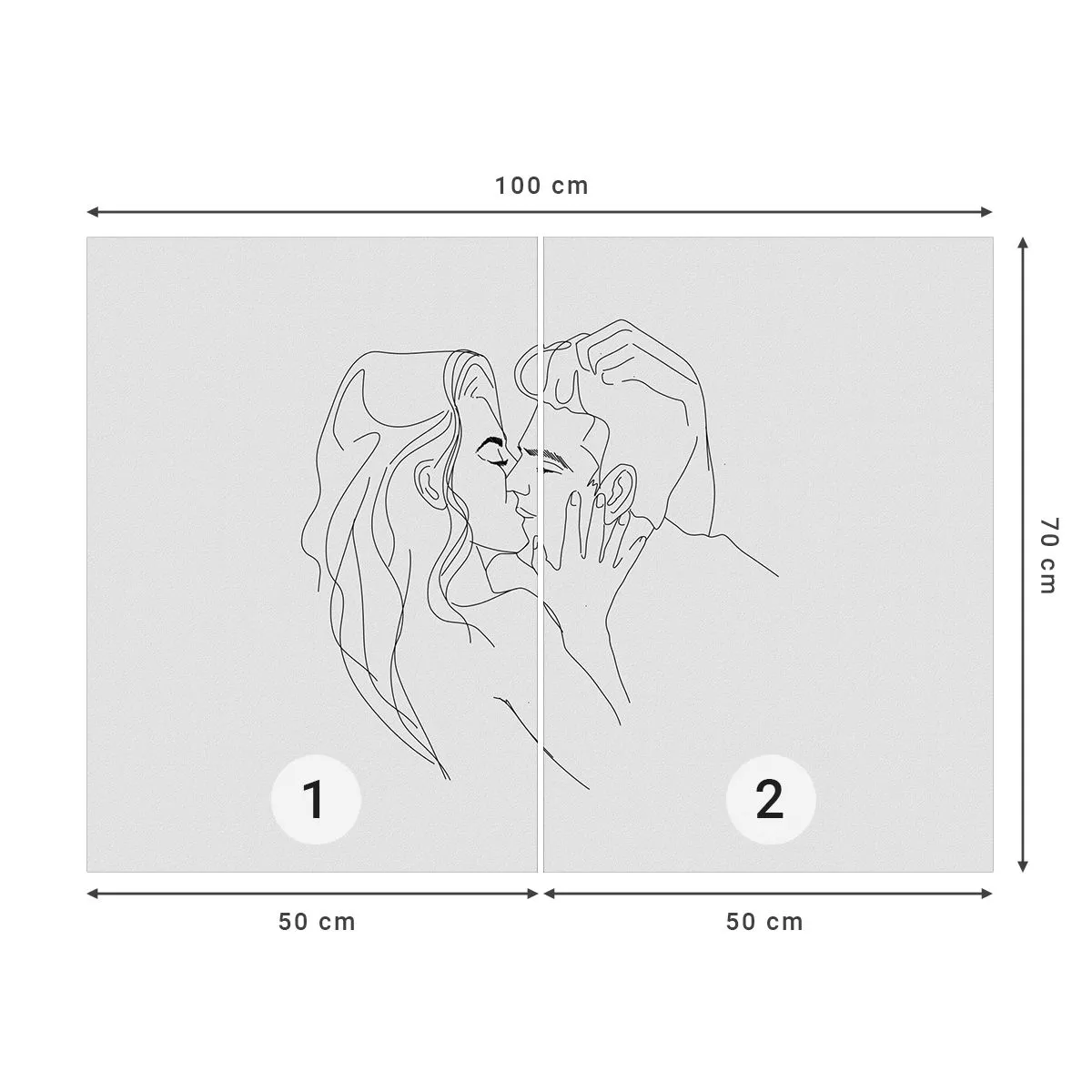 Photo Wallpaper Premium Sand - With the Same Line - Graphics, Couple in love, Kiss - 100x70 cm