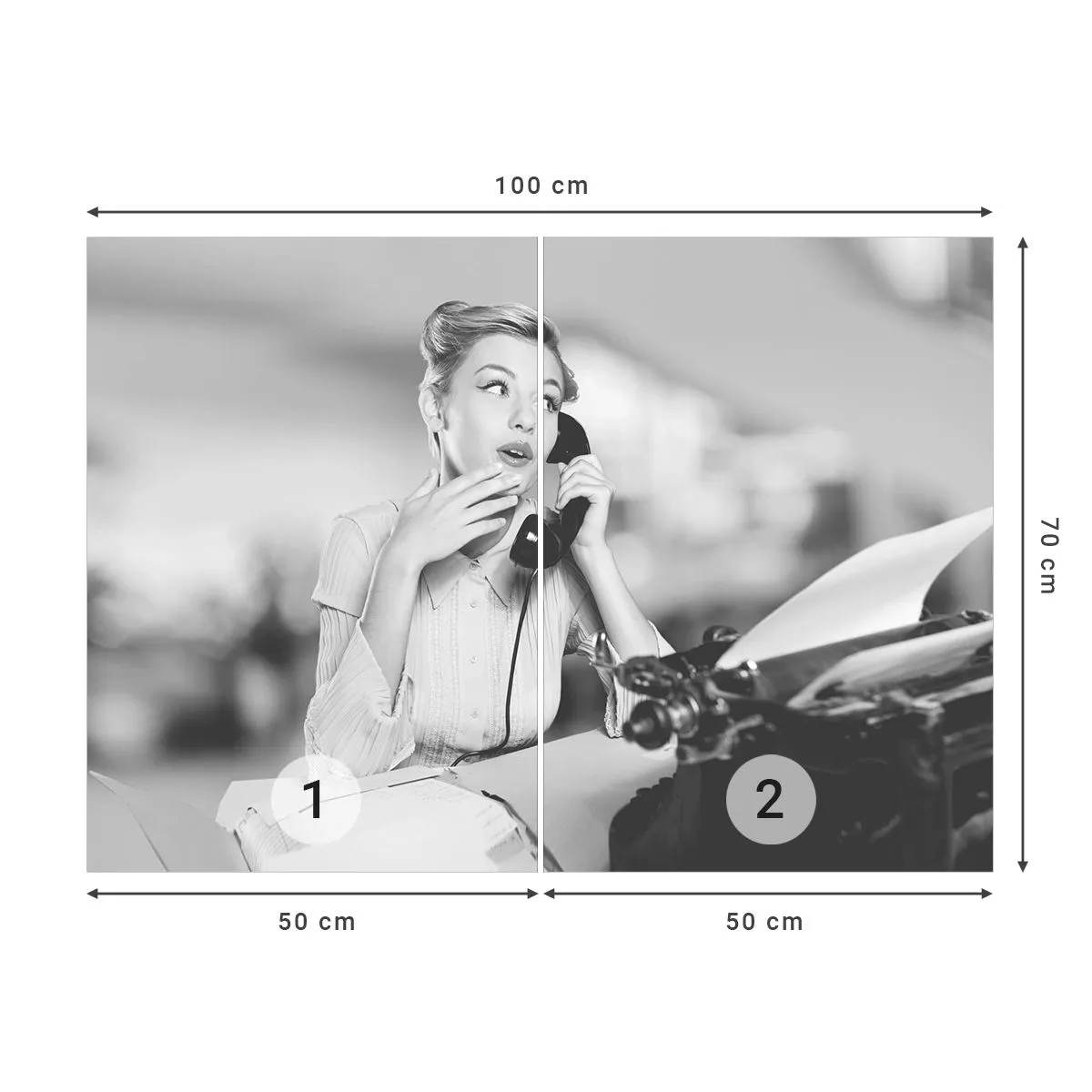 Fototapet Premium Canvas - Hej, vi er i 1950'erne. - Årgang, Sort og hvid, Retro - 100x70 cm