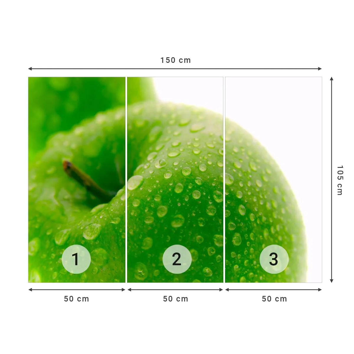 Fotótapéta Premium Sand - Zöld hűvös frissesség - Gyümölcs, alma, Gasztronómia - 150x105 cm