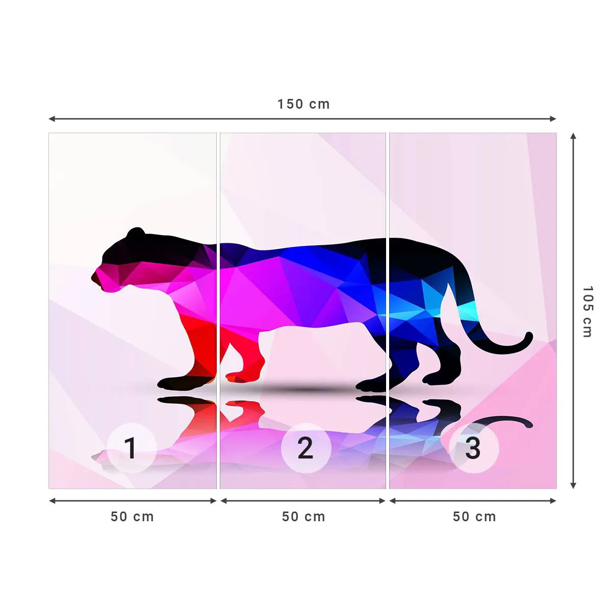 Photo Wallpaper Premium Canvas - Diamond Panther - Animals, Panther, Geometric Figure - 150x105 cm
