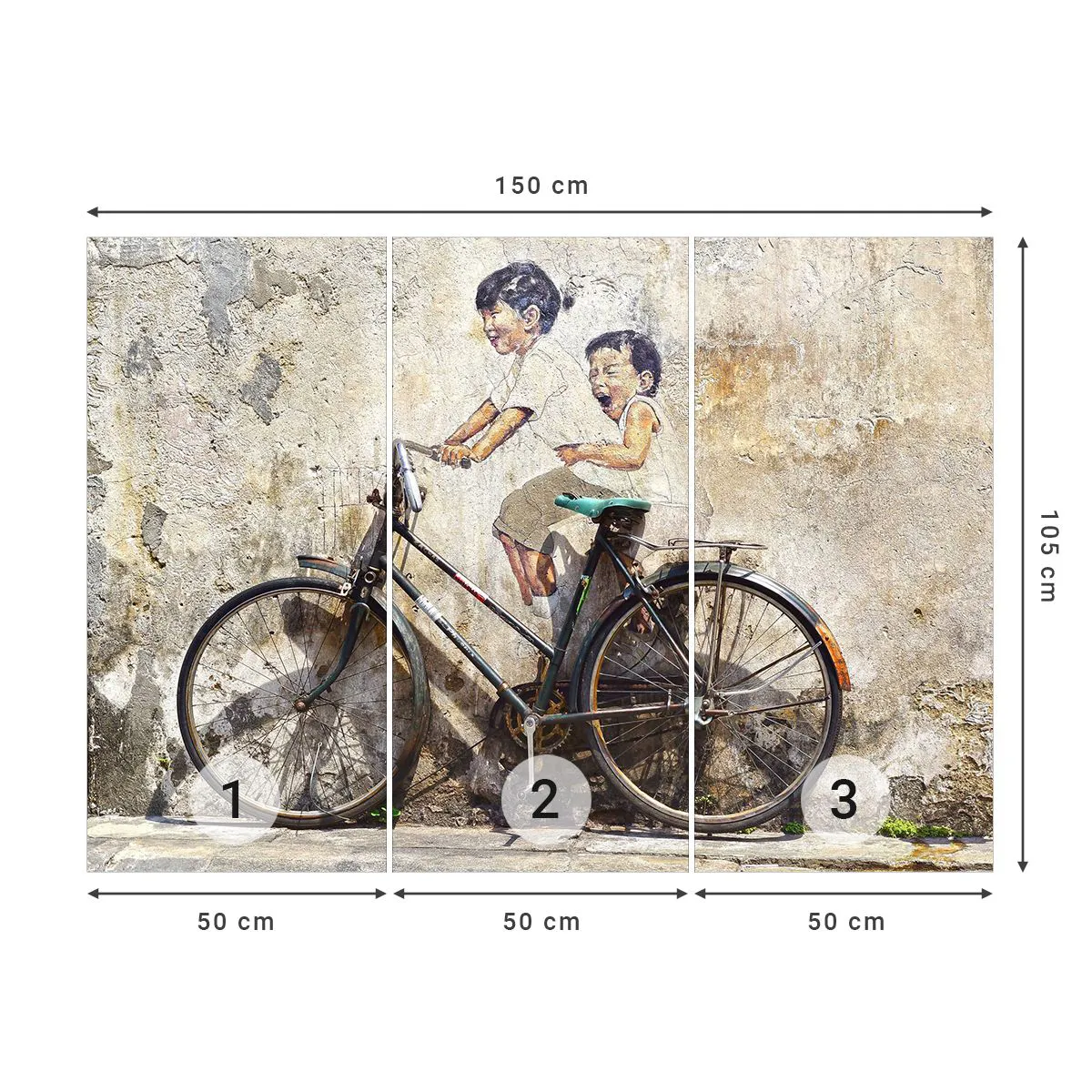 Tapet Standard Eco - Adevărat sau fals? - Abstracția, mural, Bicicleta - 150x105 cm