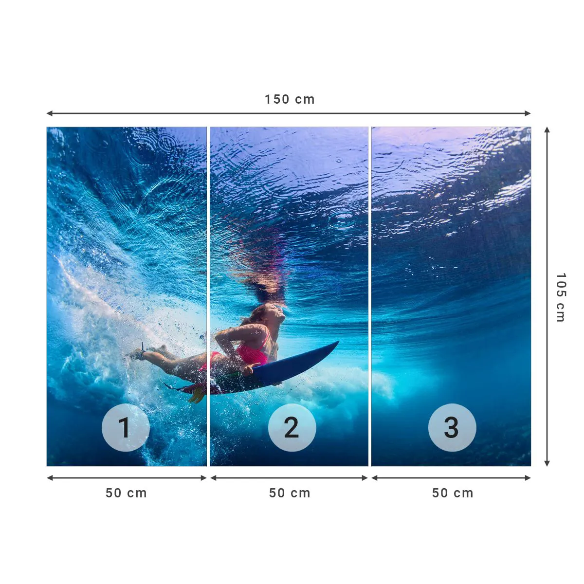 Papier Peint Photo Premium Canvas - Joie profonde - Surfant, Femme, sport - 150x105 cm