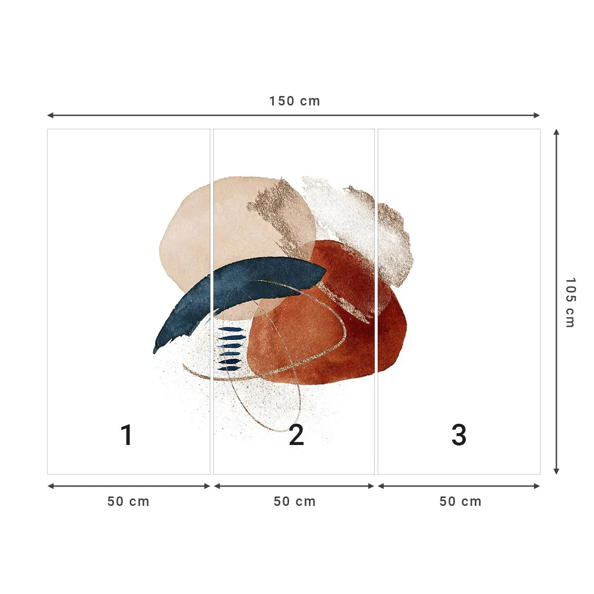 Tapet Premium Sand - Compoziție ovală - Abstracția, Bucată, Model modern - 150x105 cm