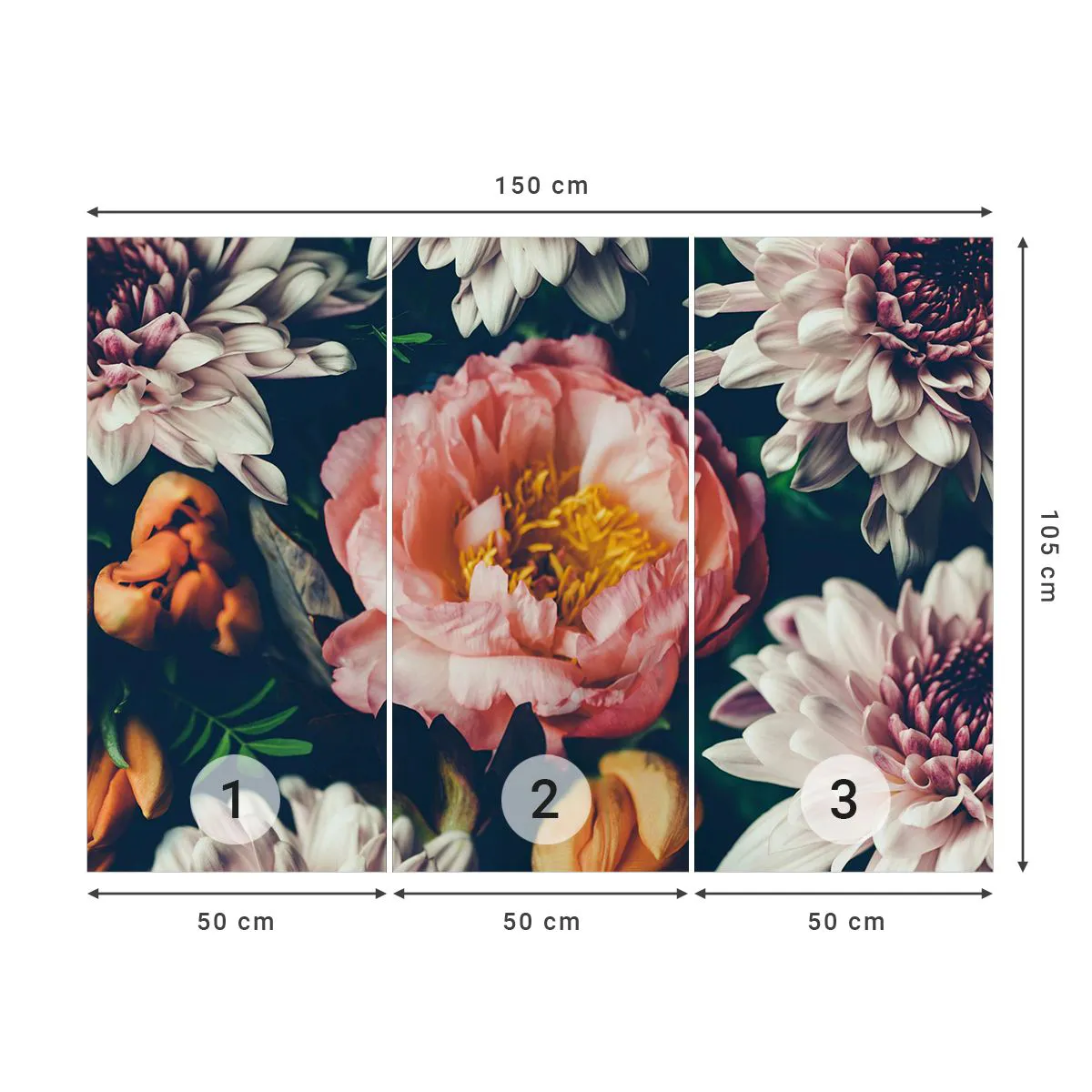 Photo Wallpaper Standard Eco - In Baroque Style - Flowers, Peony, Bouquet of flowers - 150x105 cm