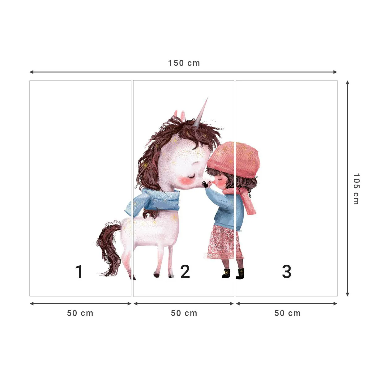 Papel de Parede Premium Canvas - Conto do inverno - Para crianças, Unicórnio, Garota - 150x105 cm