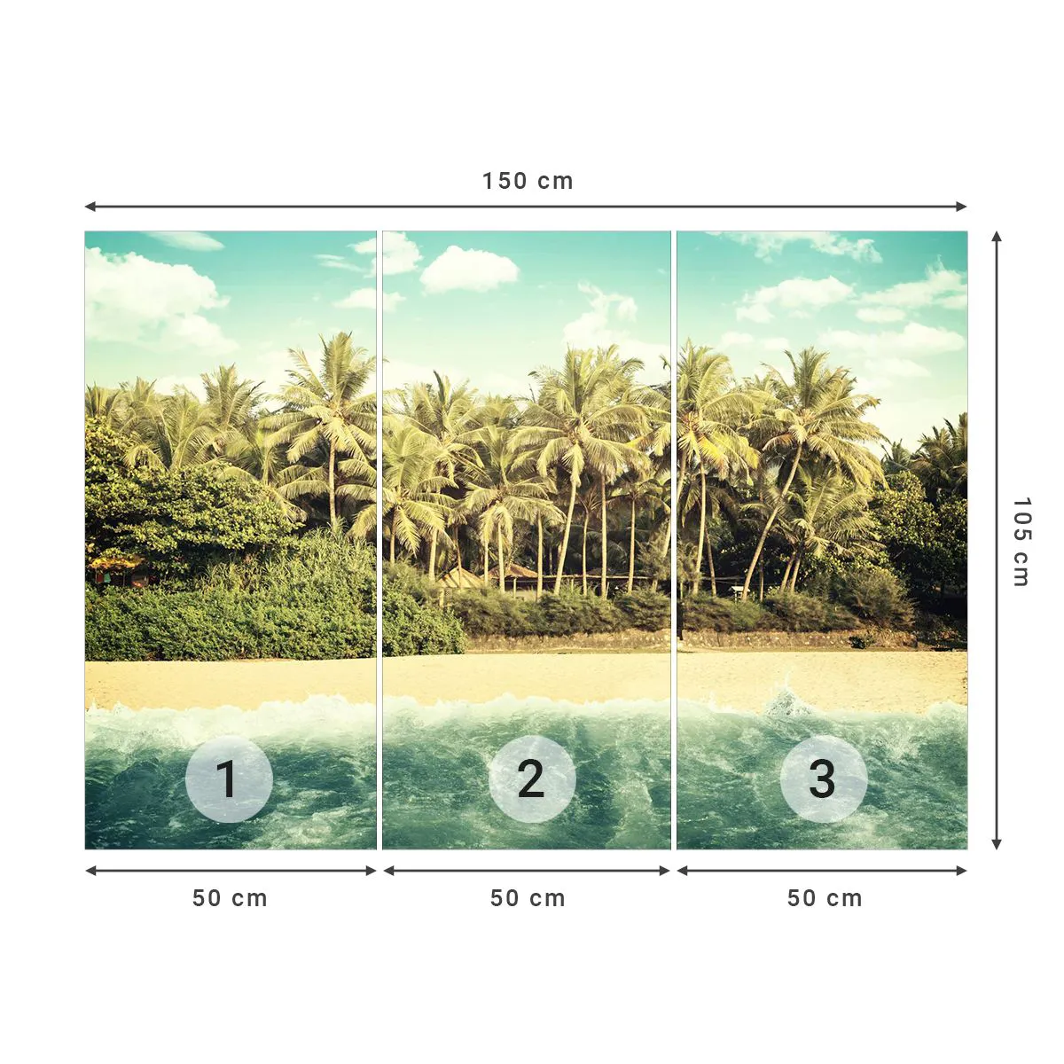 Fototapete Standard Eco - Wie wäre es hier? - Landschaft, Strand, Kokusnuss-Palme - 150x105 cm
