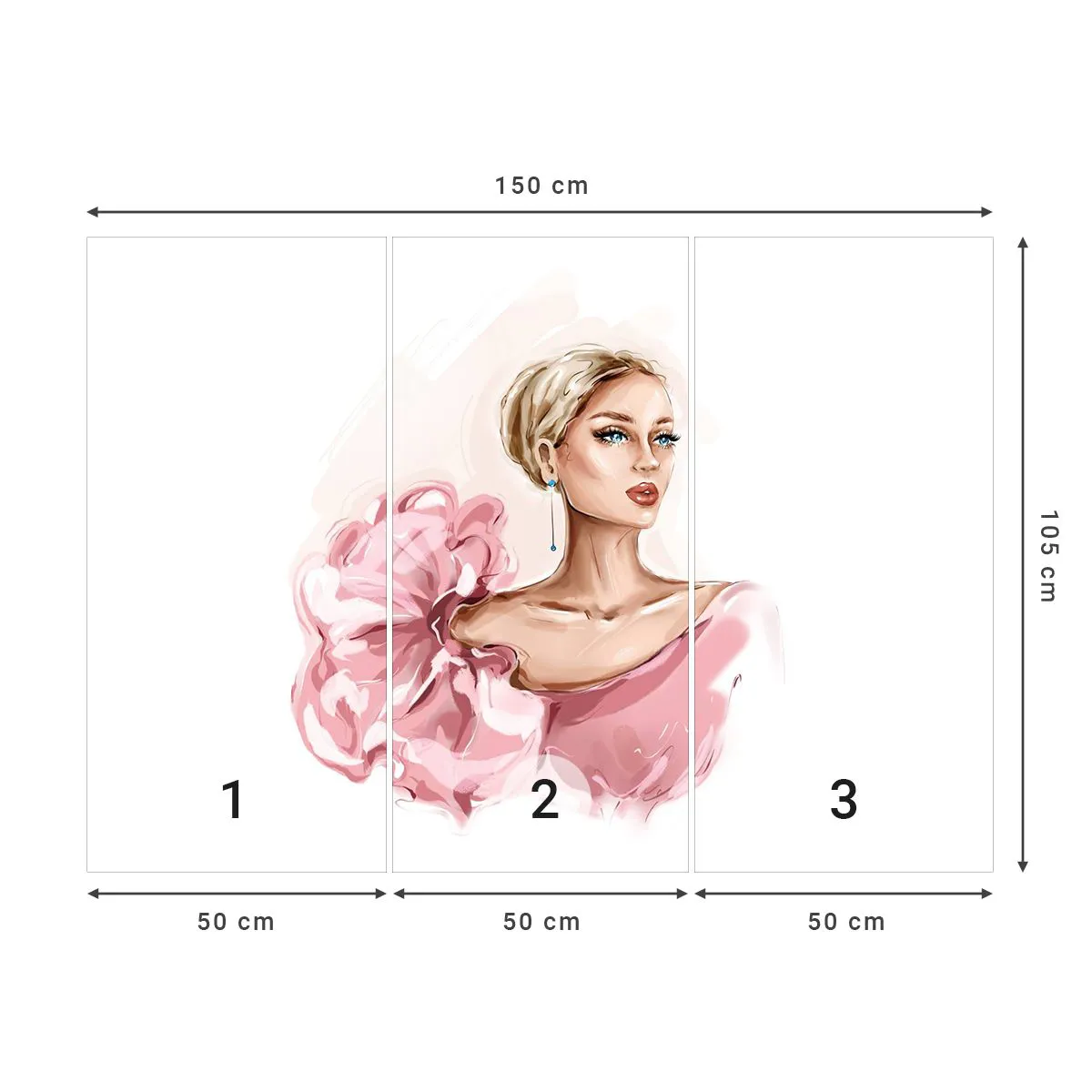 Papier Peint Photo Premium Canvas - Comme peinte... - Femme, Mode, Graphique - 150x105 cm