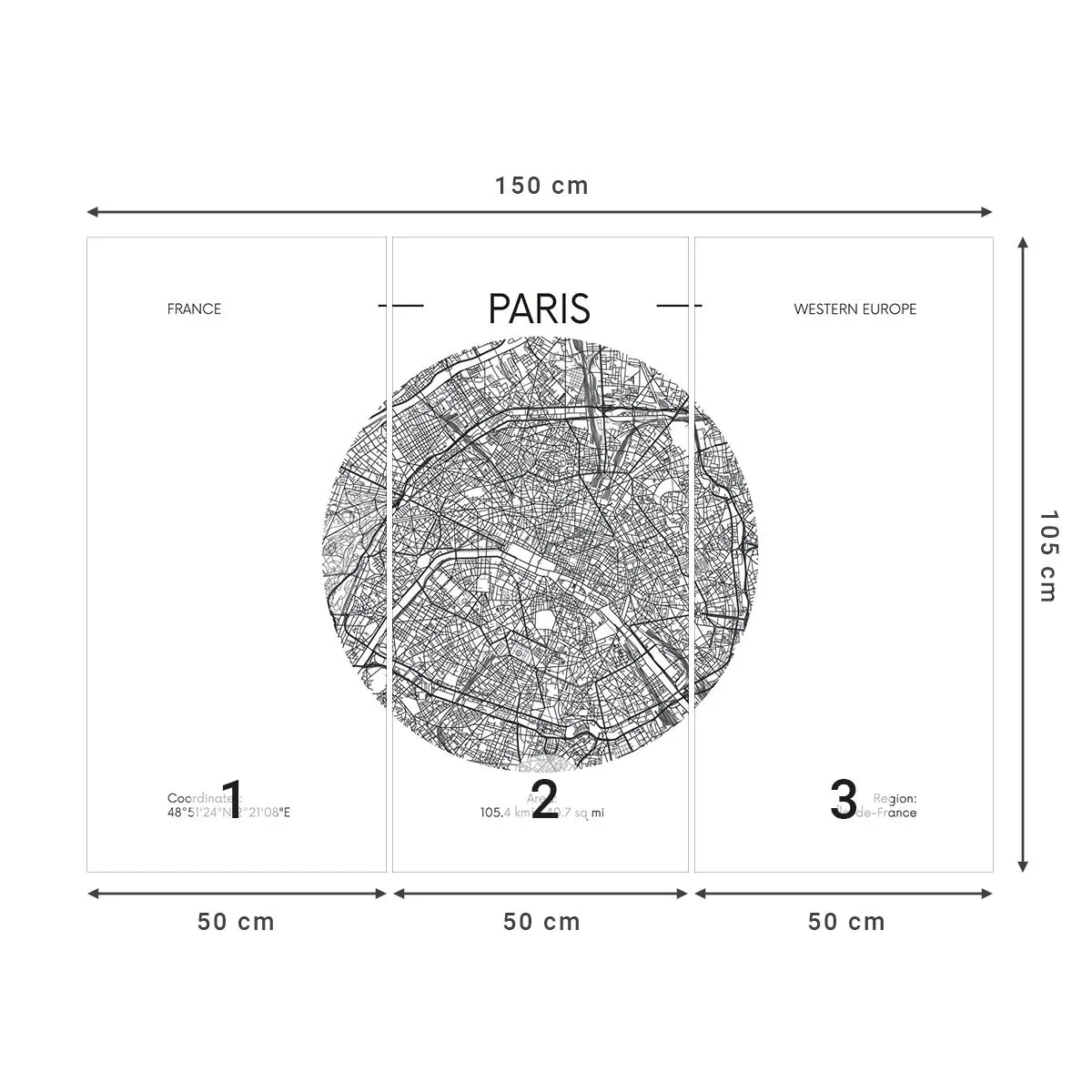 Fotobehang Standard Eco - Anatomie van Parijs - Kaart, Parijs, Frankrijk - 150x105 cm