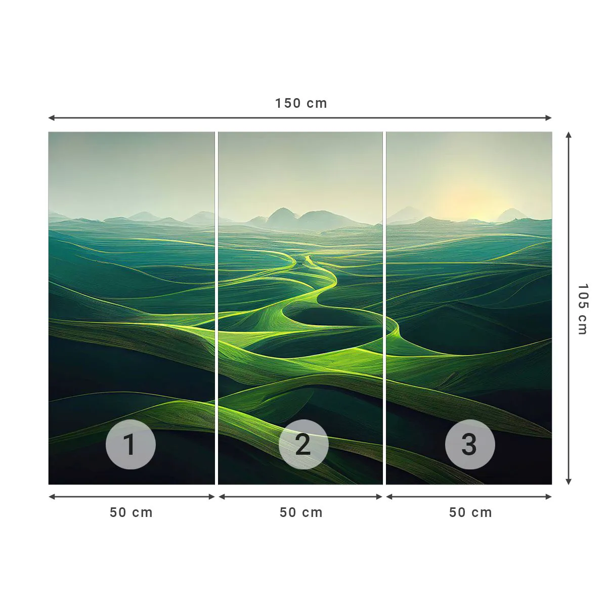 Fotobehang Standard Eco - In de groene dalen - Landschap, Wei, Valleien - 150x105 cm