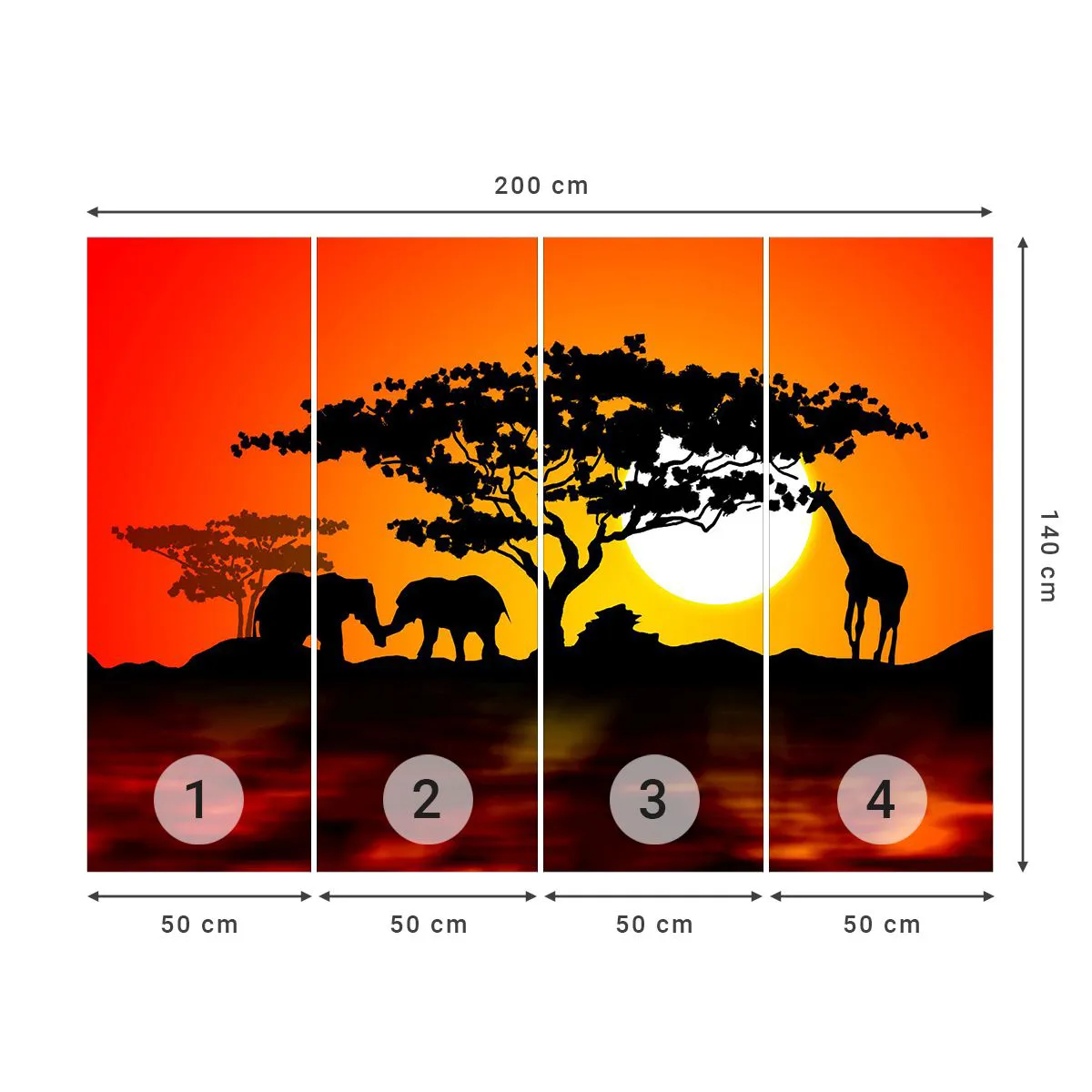 Fototapeta Premium Canvas - Stretnutie na savane - Zvieratá, Afriky, Žirafa - 200x140 cm
